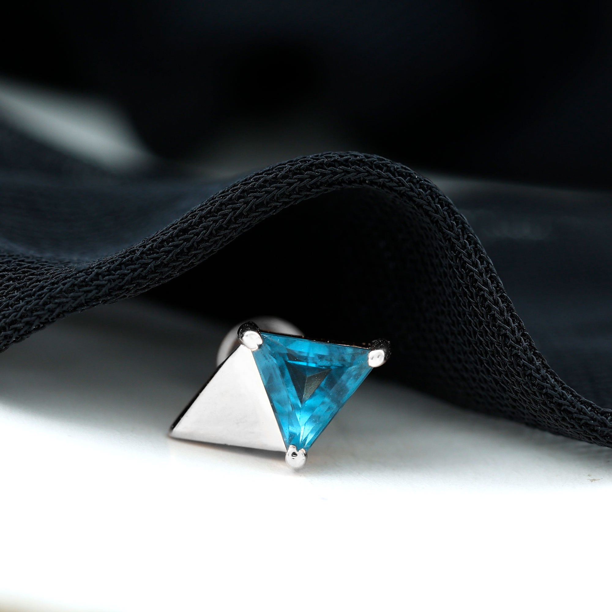 Triangle London Blue Topaz Geometric Earring AAA - Rosec Jewels
