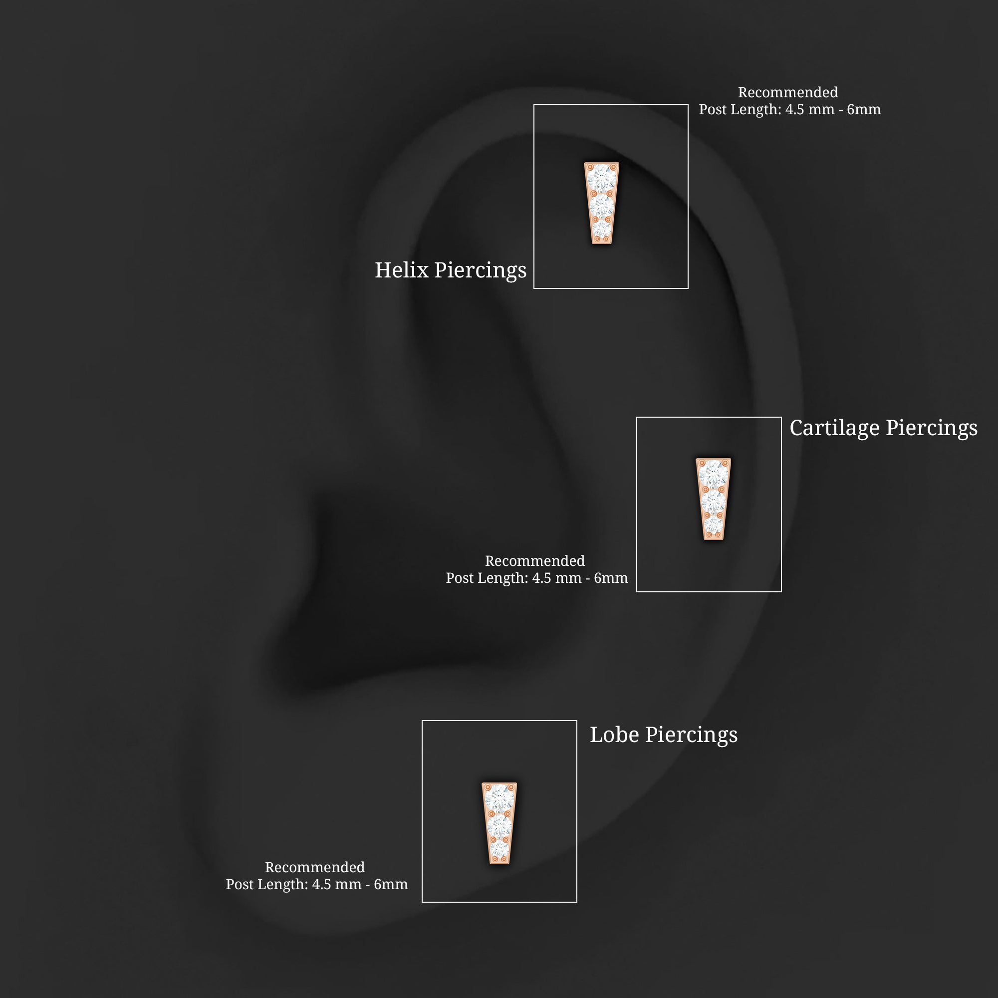 Minimal Diamond Unique Earring for Tragus Piercing Natural - ( HI-SI ) - Rosec Jewels