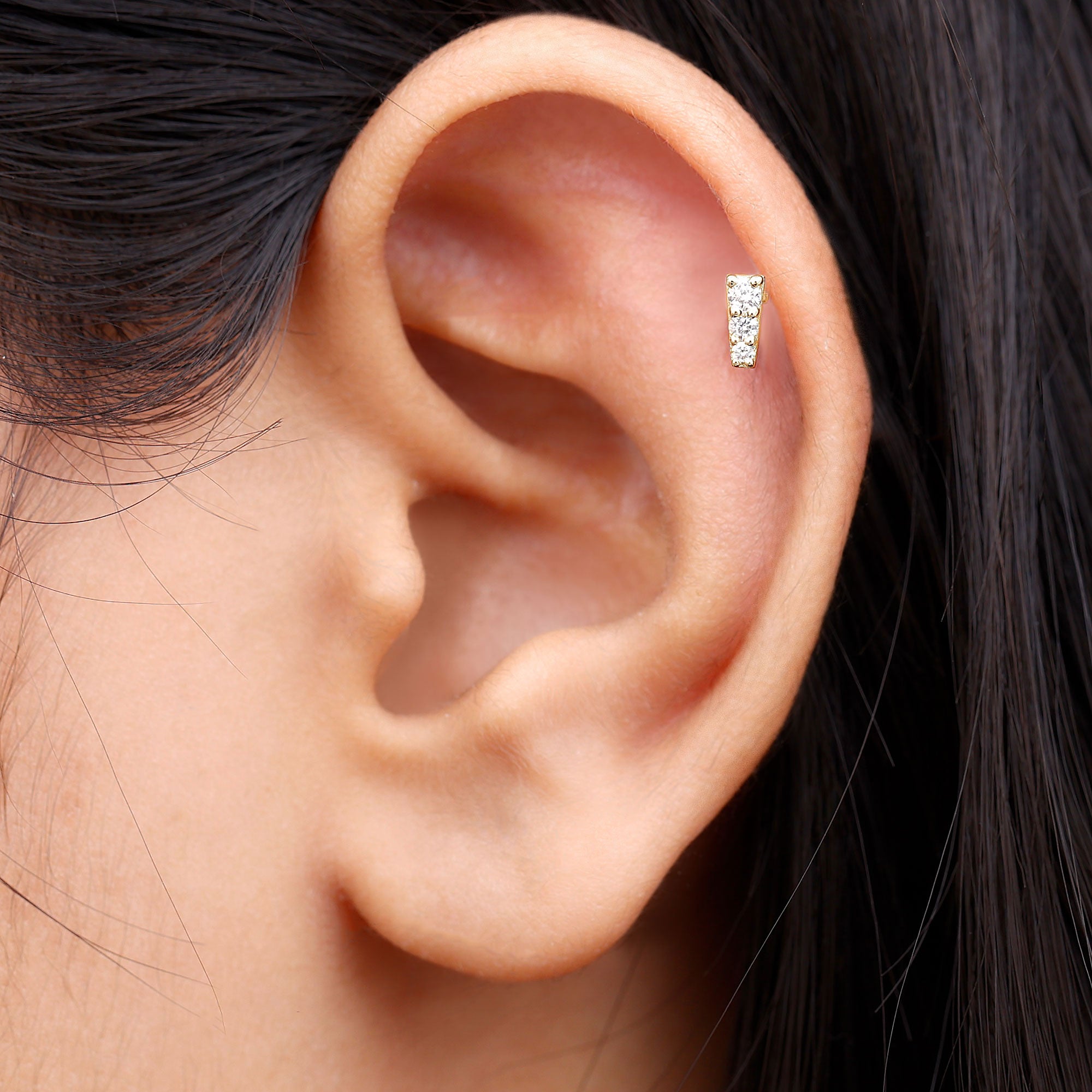 Minimal Diamond Unique Earring for Tragus Piercing Natural - ( HI-SI ) - Rosec Jewels