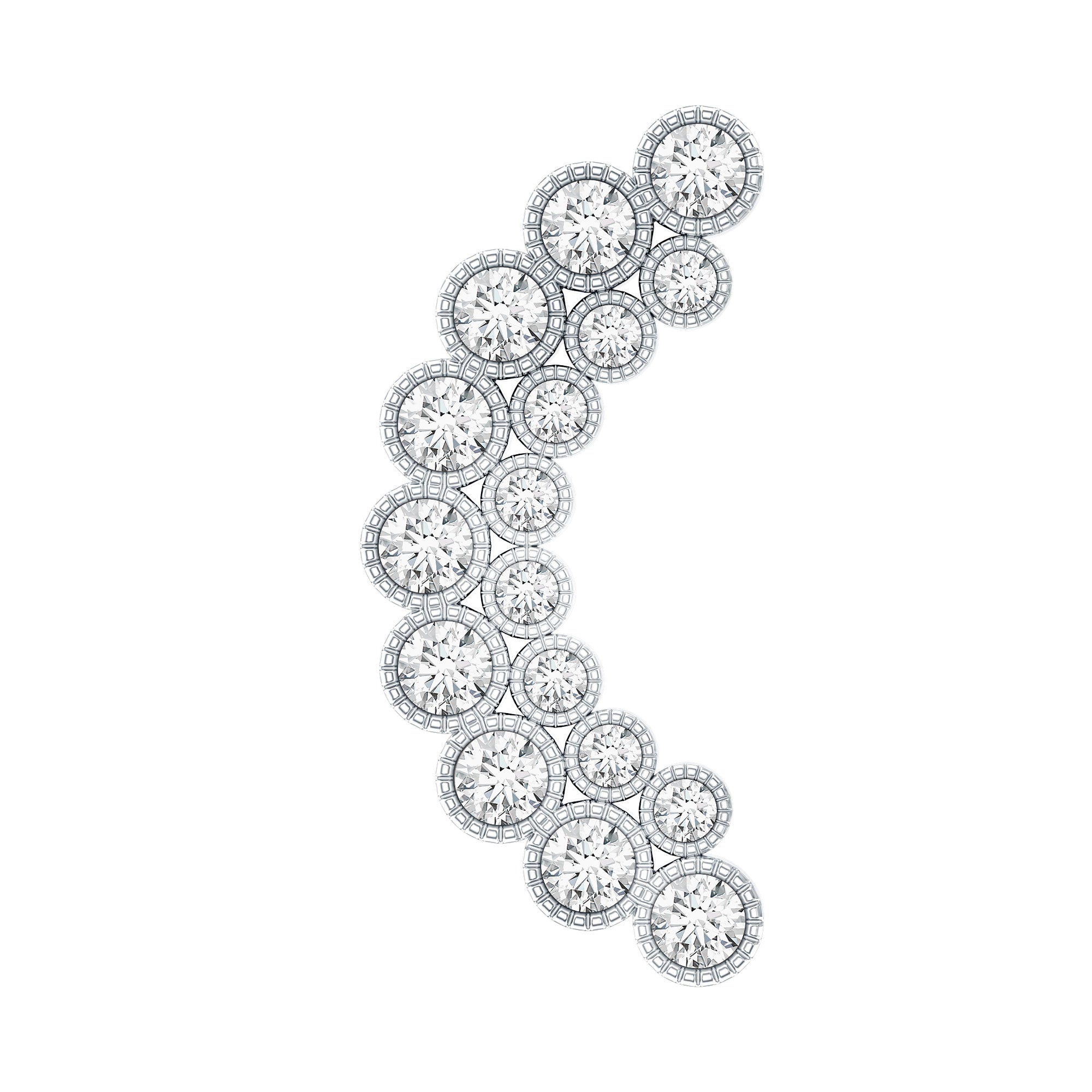 Moissanite Curved Helix Earring in Milgrain Bezel Setting D-VS1 - Rosec Jewels