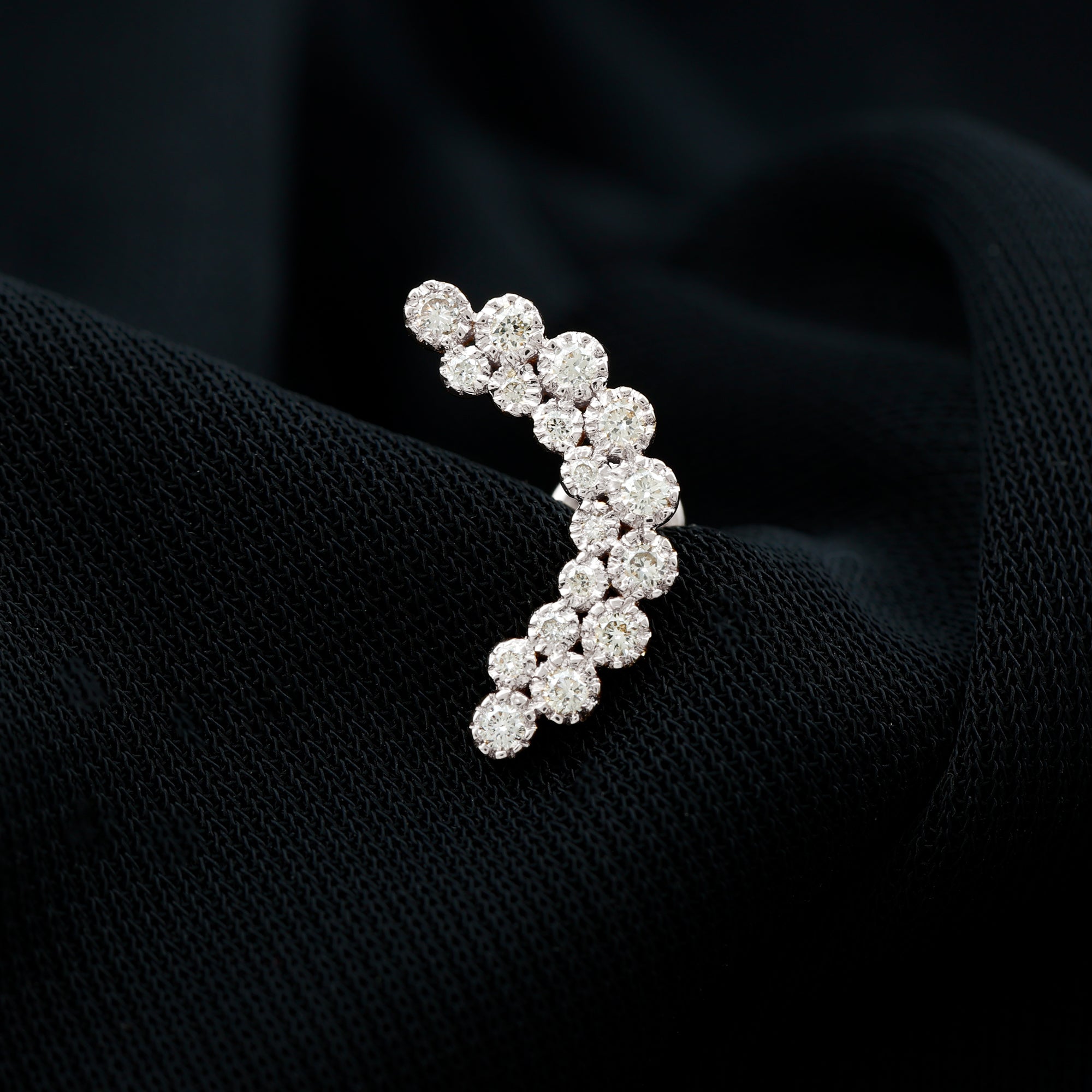 Moissanite Curved Helix Earring in Milgrain Bezel Setting D-VS1 - Rosec Jewels