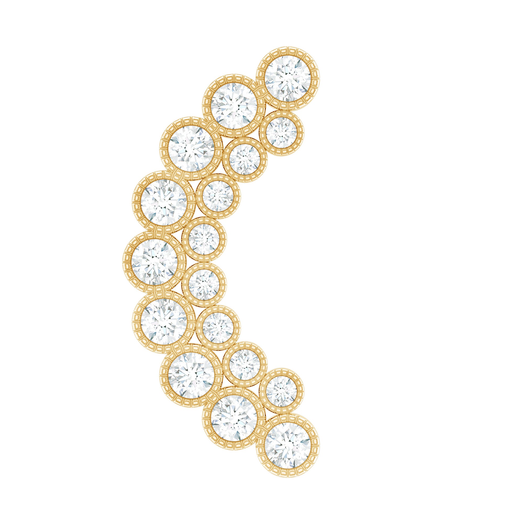 Moissanite Curved Helix Earring in Milgrain Bezel Setting D-VS1 - Rosec Jewels