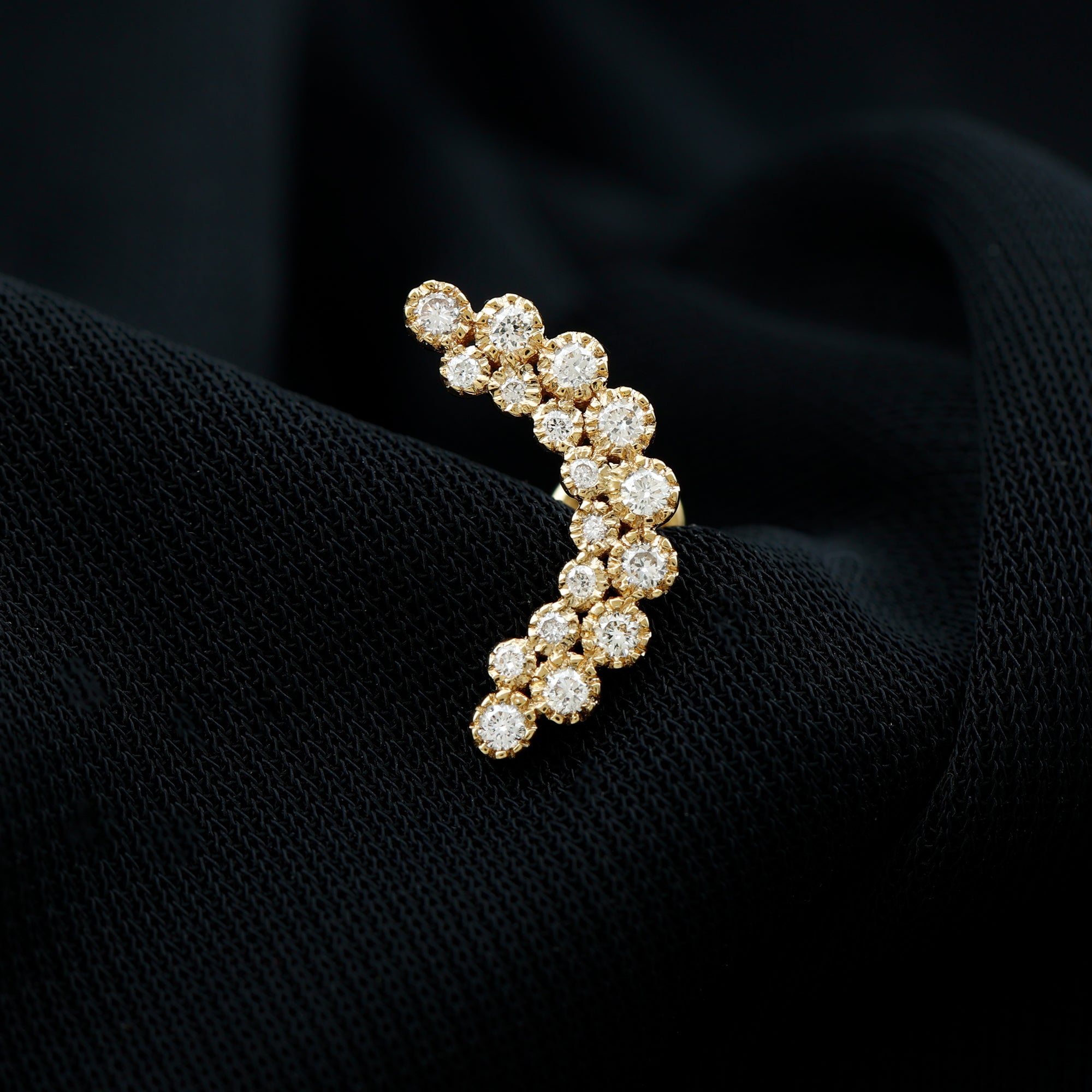 Moissanite Curved Helix Earring in Milgrain Bezel Setting D-VS1 - Rosec Jewels