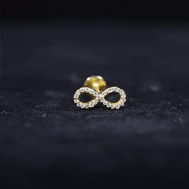 Round Diamond Infinity Earring for Cartilage Piercing Natural - ( HI-SI ) - Rosec Jewels