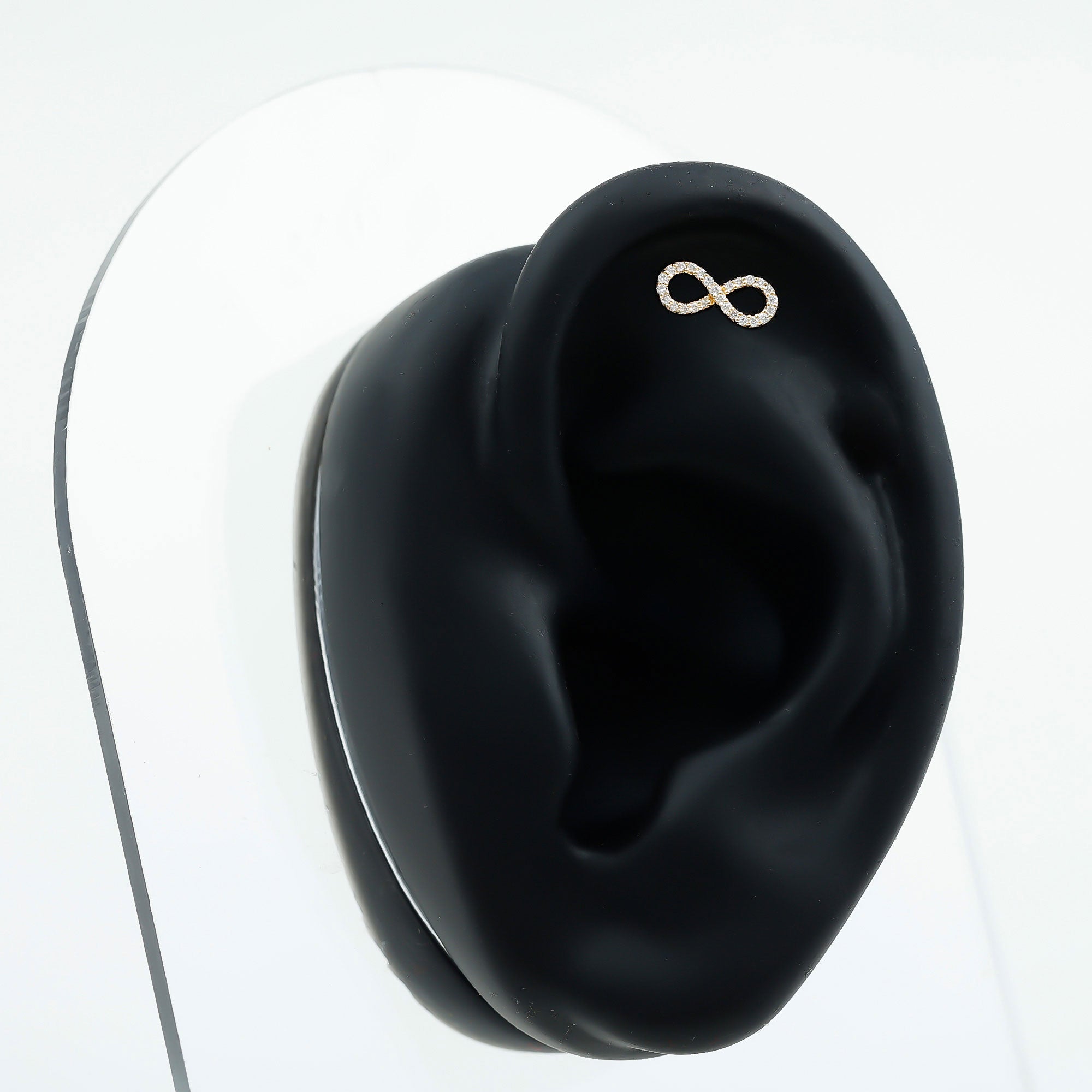 Round Diamond Infinity Earring for Cartilage Piercing Natural - ( HI-SI ) - Rosec Jewels