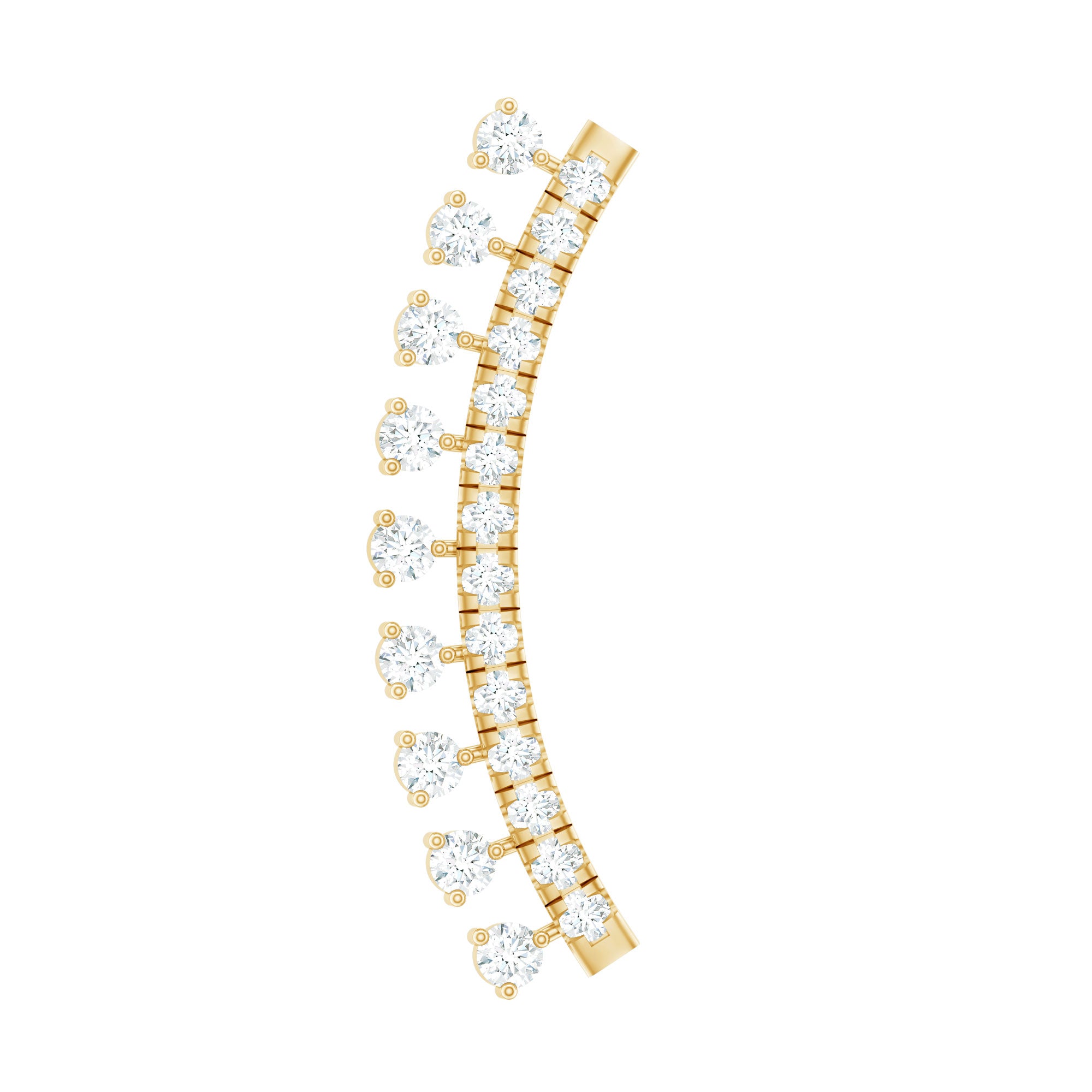 Certified Moissanite Curved Crawler Earring D-VS1 - Rosec Jewels