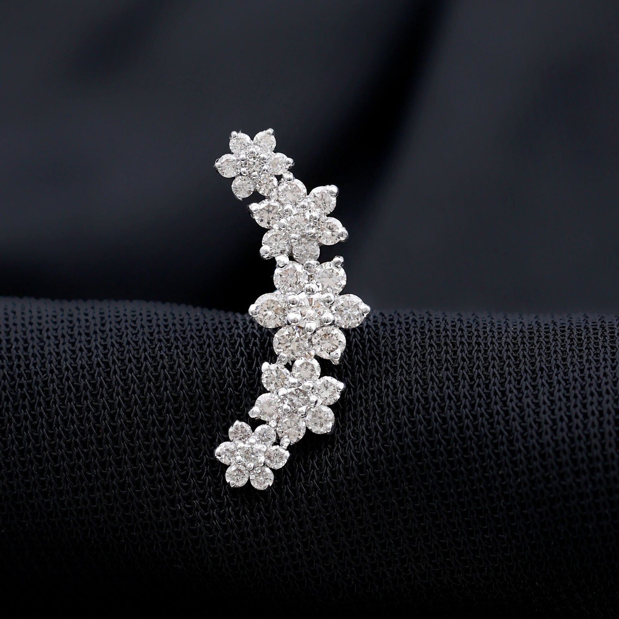 Diamond Flower Ear Crawler Earring Natural - ( HI-SI ) - Rosec Jewels