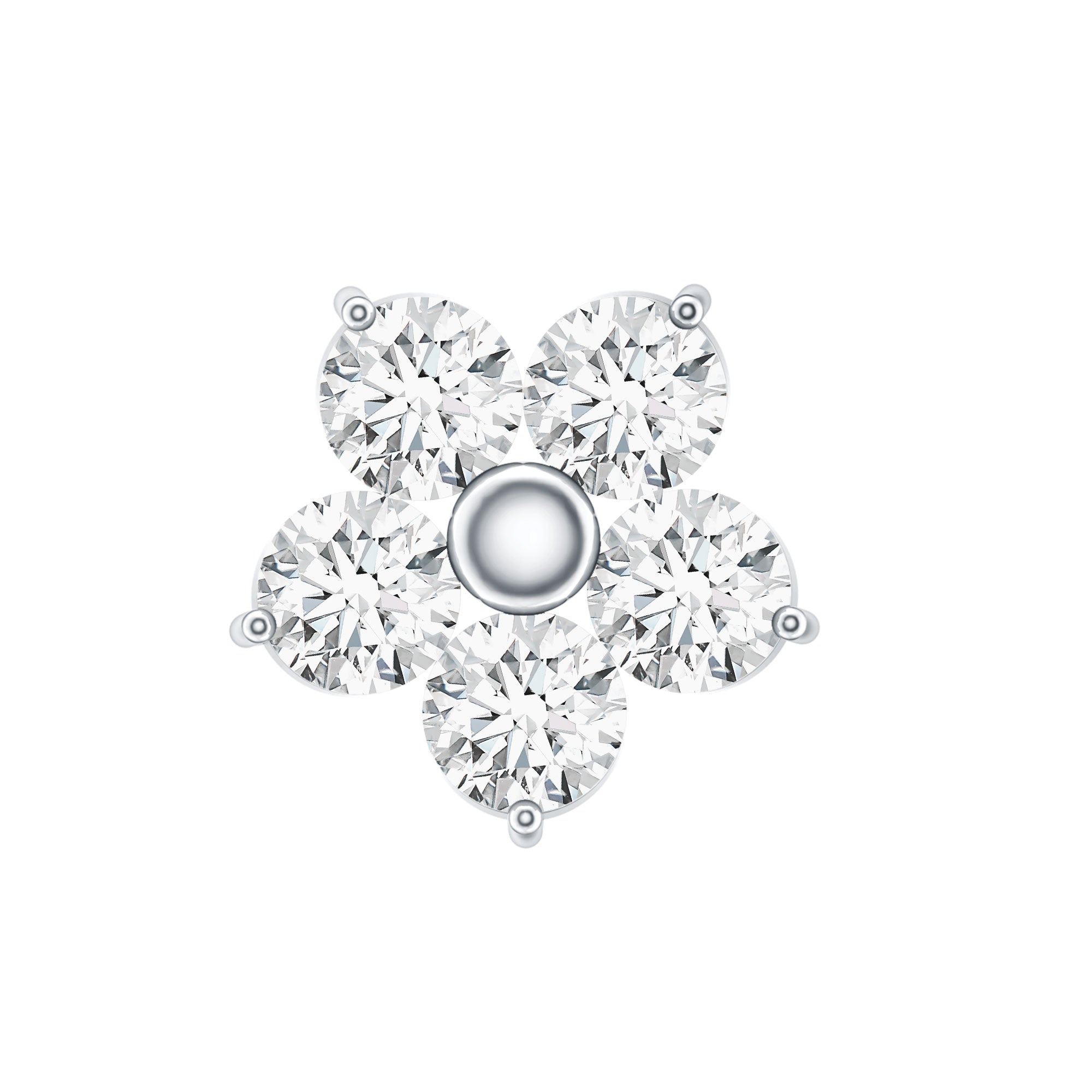 Certified Round Moissanite Flower Earring for Conch Piercing D-VS1 - Rosec Jewels