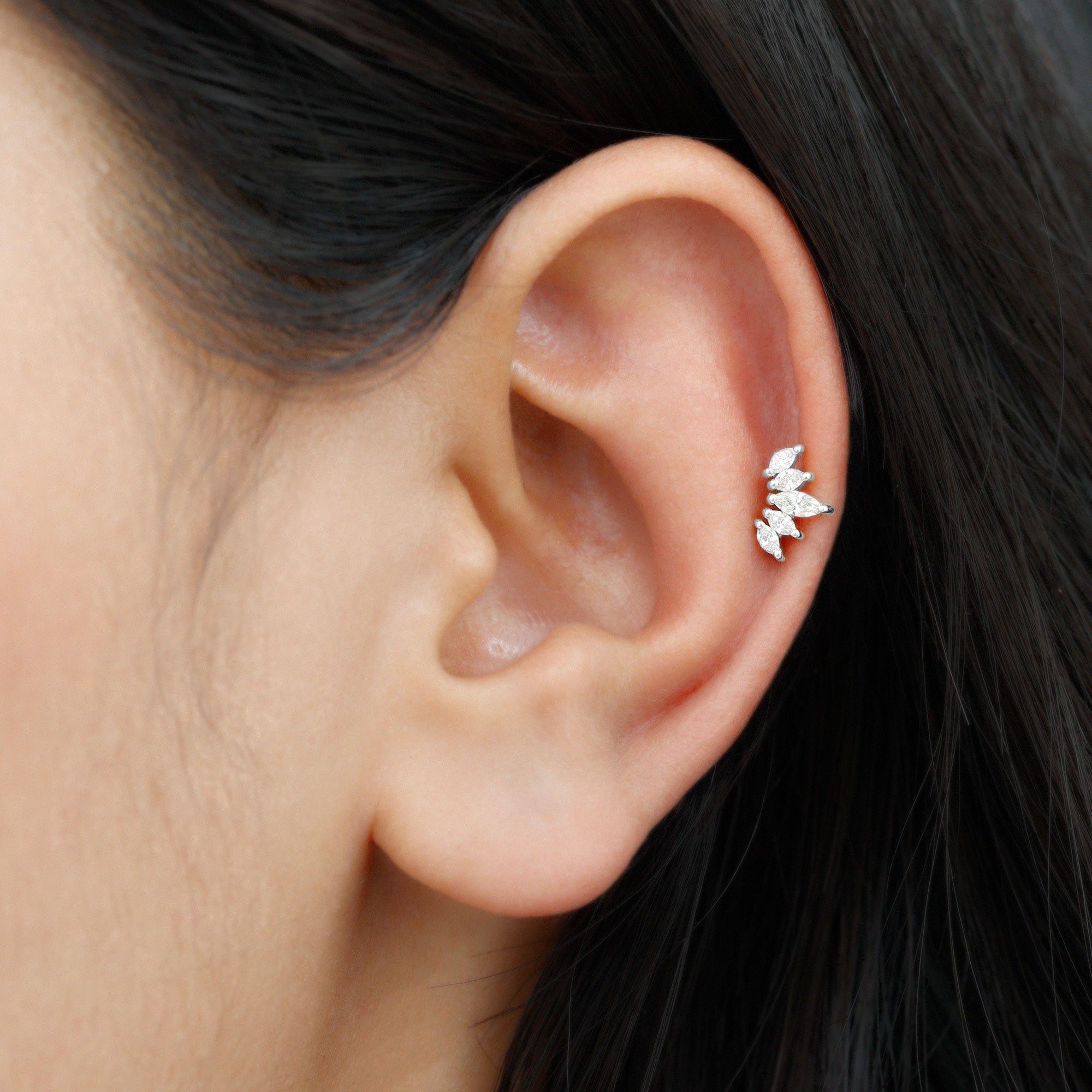 Certified Marquise Cut Diamond Helix Earring for Women Natural - ( HI-SI ) - Rosec Jewels