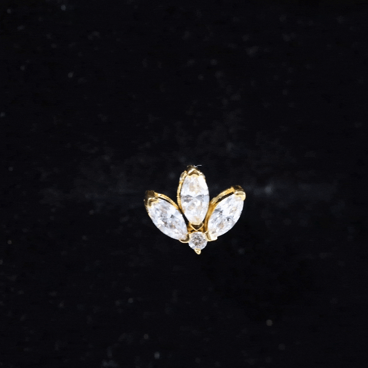 Marquise Diamond Lotus Flower Earring for Helix Piercing Natural - ( HI-SI ) - Rosec Jewels