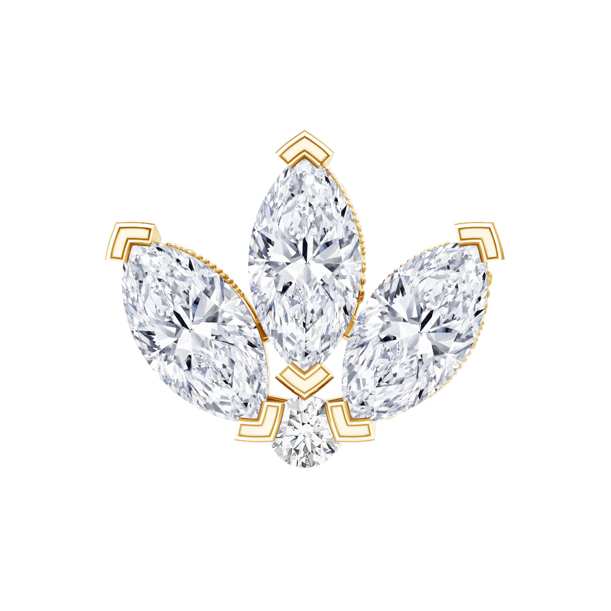 Marquise Diamond Lotus Flower Earring for Helix Piercing Natural - ( HI-SI ) - Rosec Jewels