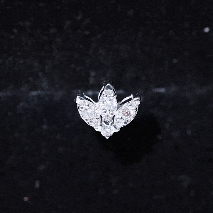 Certified Moissanite Lotus Earring for Cartilage Piercing D-VS1 - Rosec Jewels