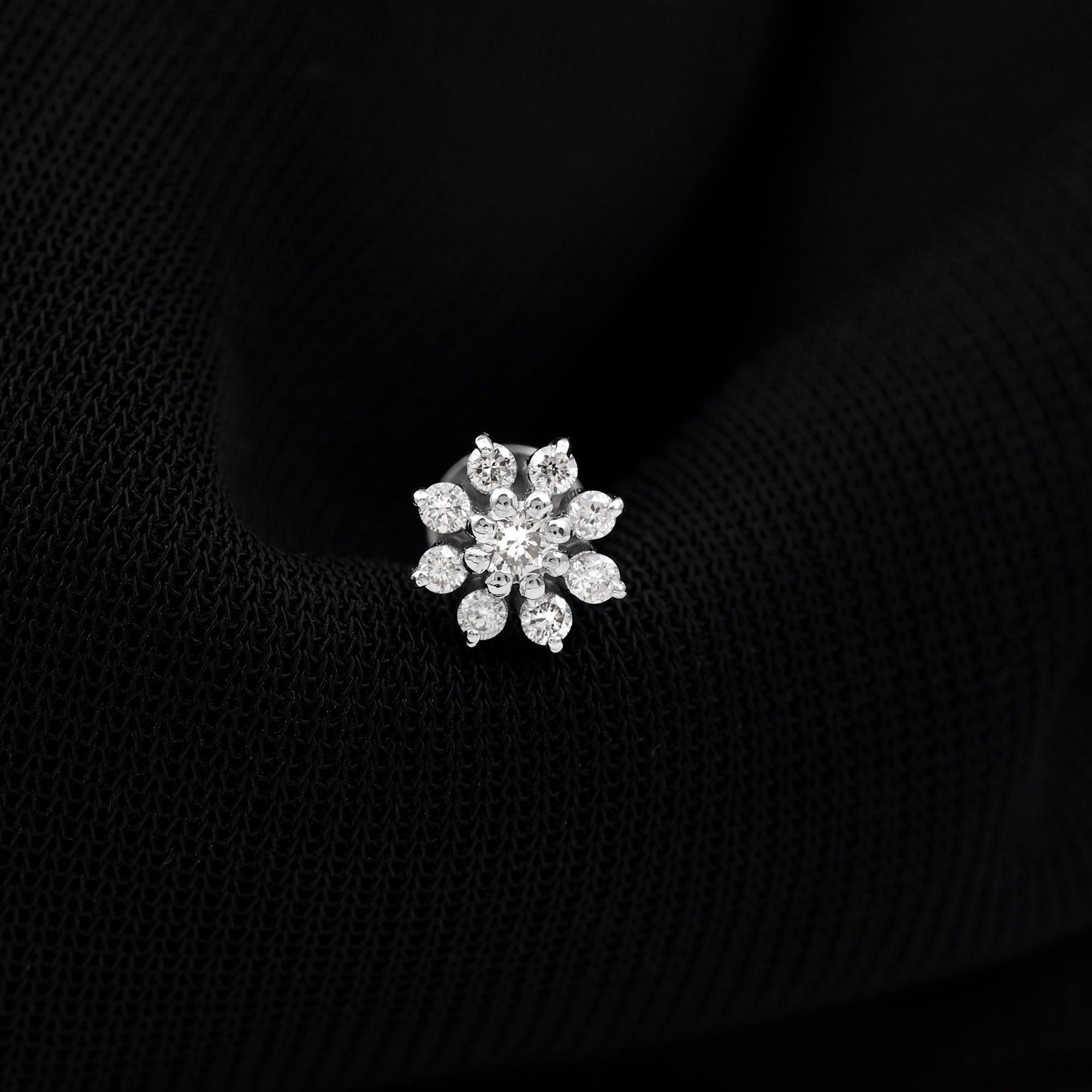 Minimalist Moissanite Flower Cartilage Earring D-VS1 - Rosec Jewels