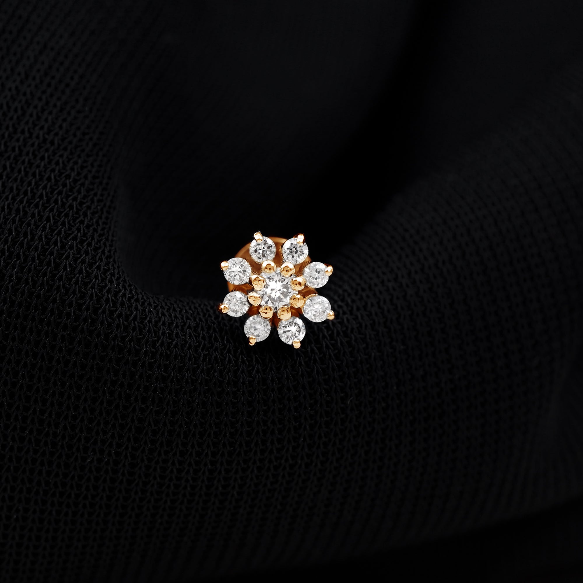 Minimalist Moissanite Flower Cartilage Earring D-VS1 - Rosec Jewels