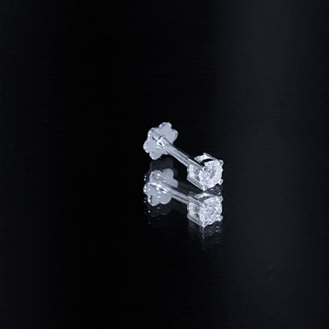 Dainty Round Moissanite Solitaire Tragus Earring D-VS1 - Rosec Jewels