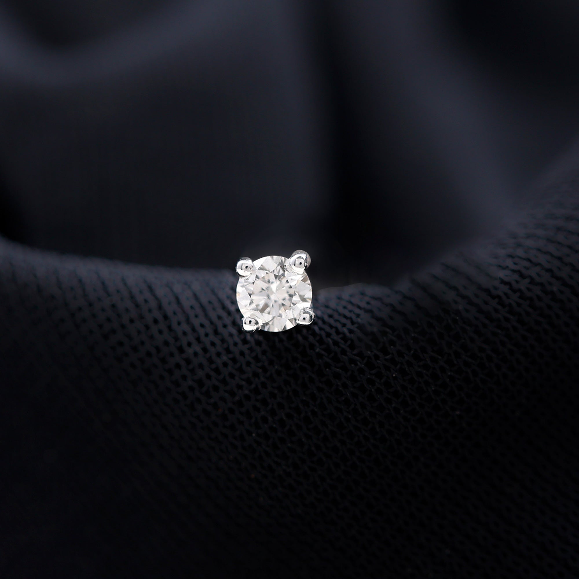 Dainty Round Moissanite Solitaire Tragus Earring D-VS1 - Rosec Jewels