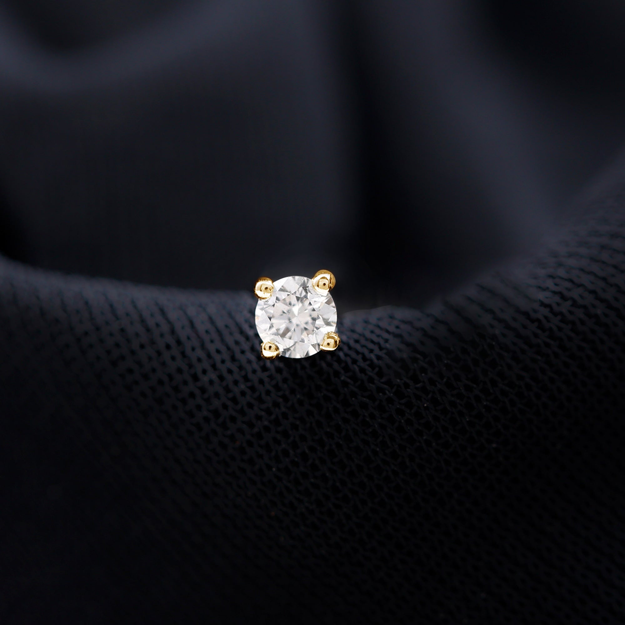 Dainty Round Moissanite Solitaire Tragus Earring D-VS1 - Rosec Jewels