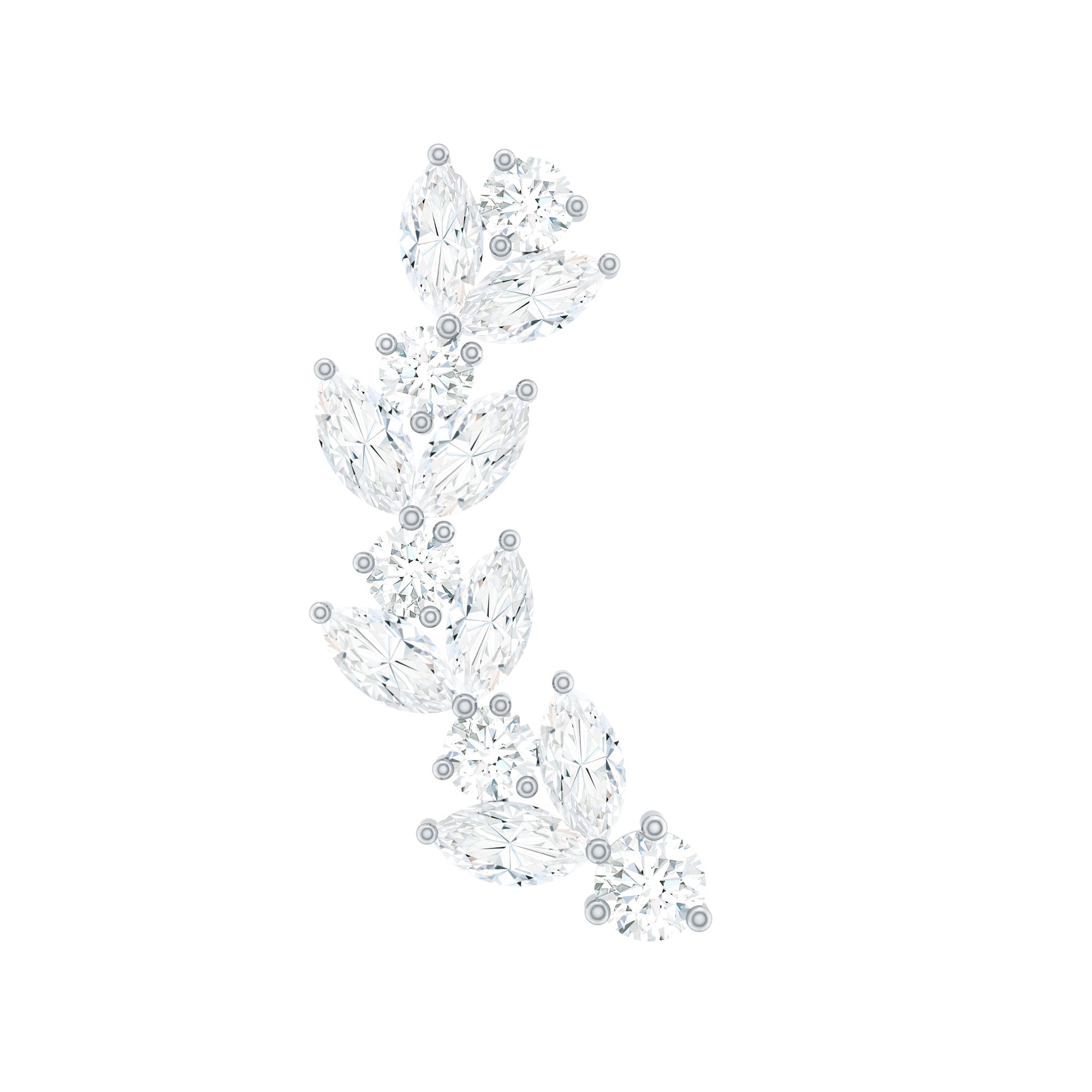 Nature Inspired Diamond Leaf Crawler Helix Earring Natural - ( HI-SI ) - Rosec Jewels