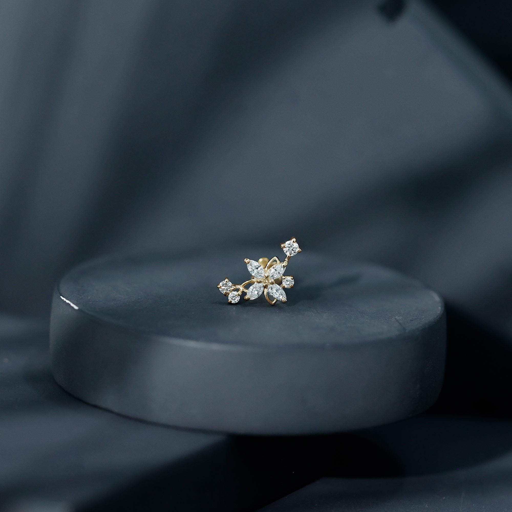 Diamond Flower Crawler Earring Natural - ( HI-SI ) - Rosec Jewels
