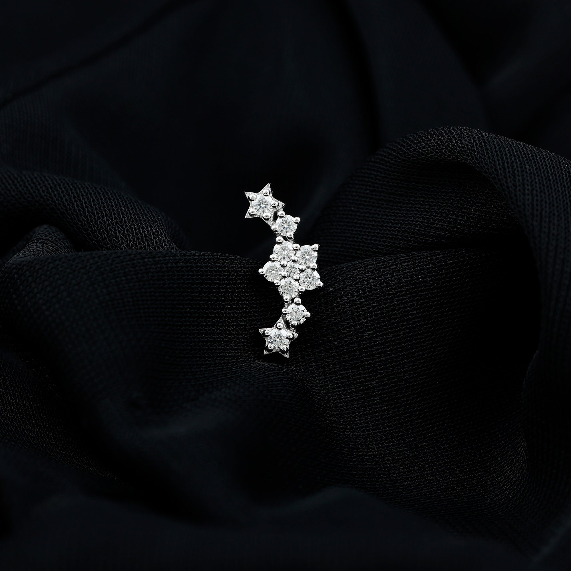 Unique Moissanite Star Crawler Earring for Helix Piercing D-VS1 - Rosec Jewels