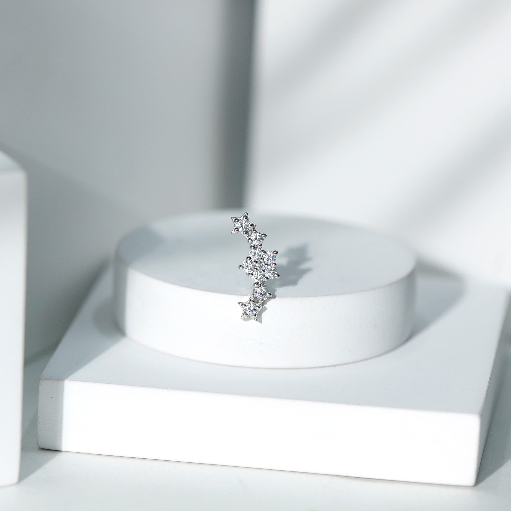 Unique Moissanite Star Crawler Earring for Helix Piercing D-VS1 - Rosec Jewels