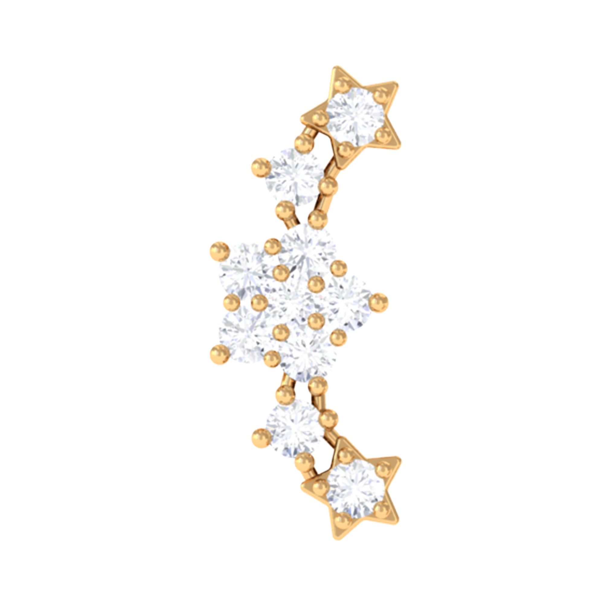 Unique Moissanite Star Crawler Earring for Helix Piercing D-VS1 - Rosec Jewels