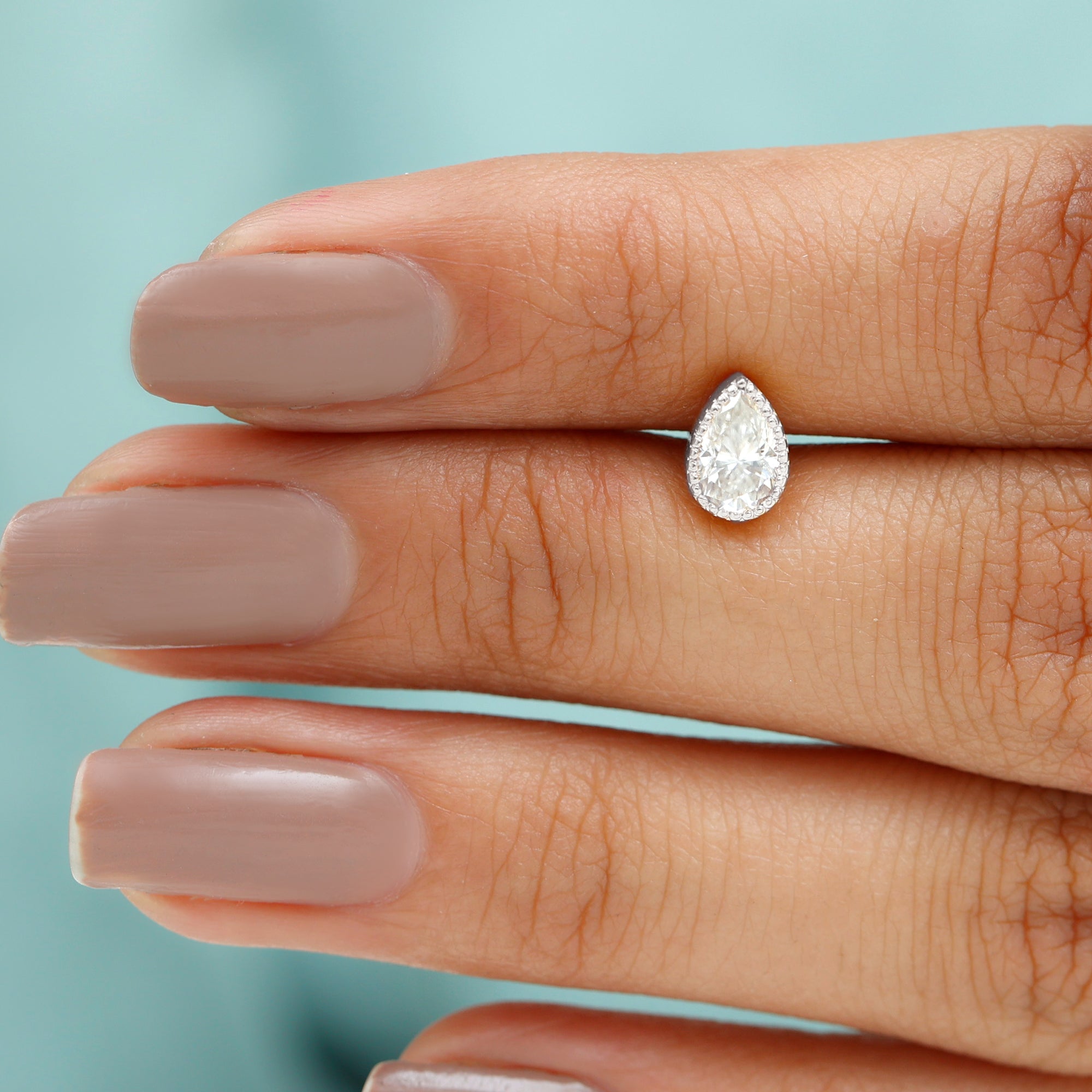 Rosec Jewels-Solitaire Diamond Teardrop Stud Earring for Helix Piercing