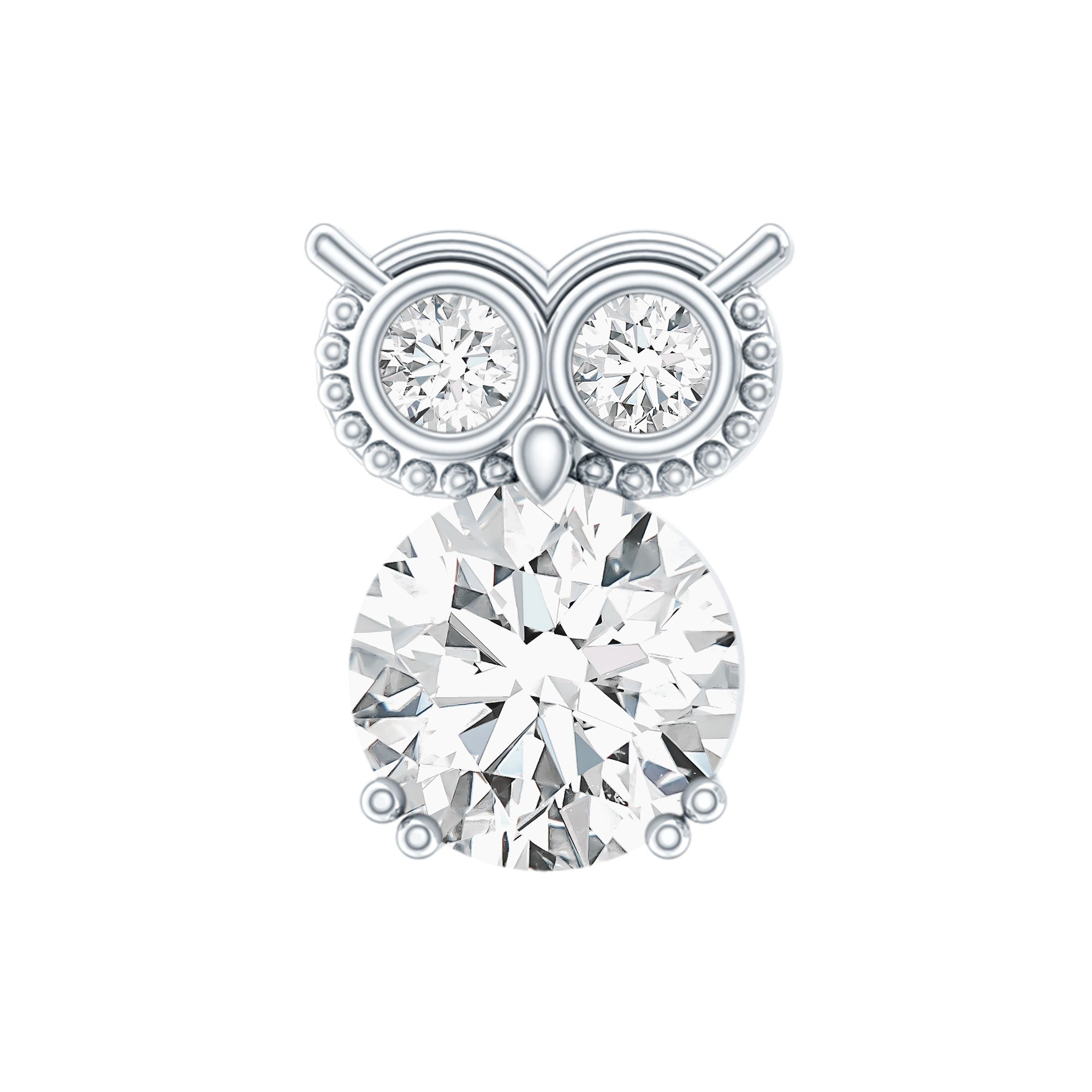 Round Cut Moissanite Owl Earring for Cartilage Piercing D-VS1 - Rosec Jewels