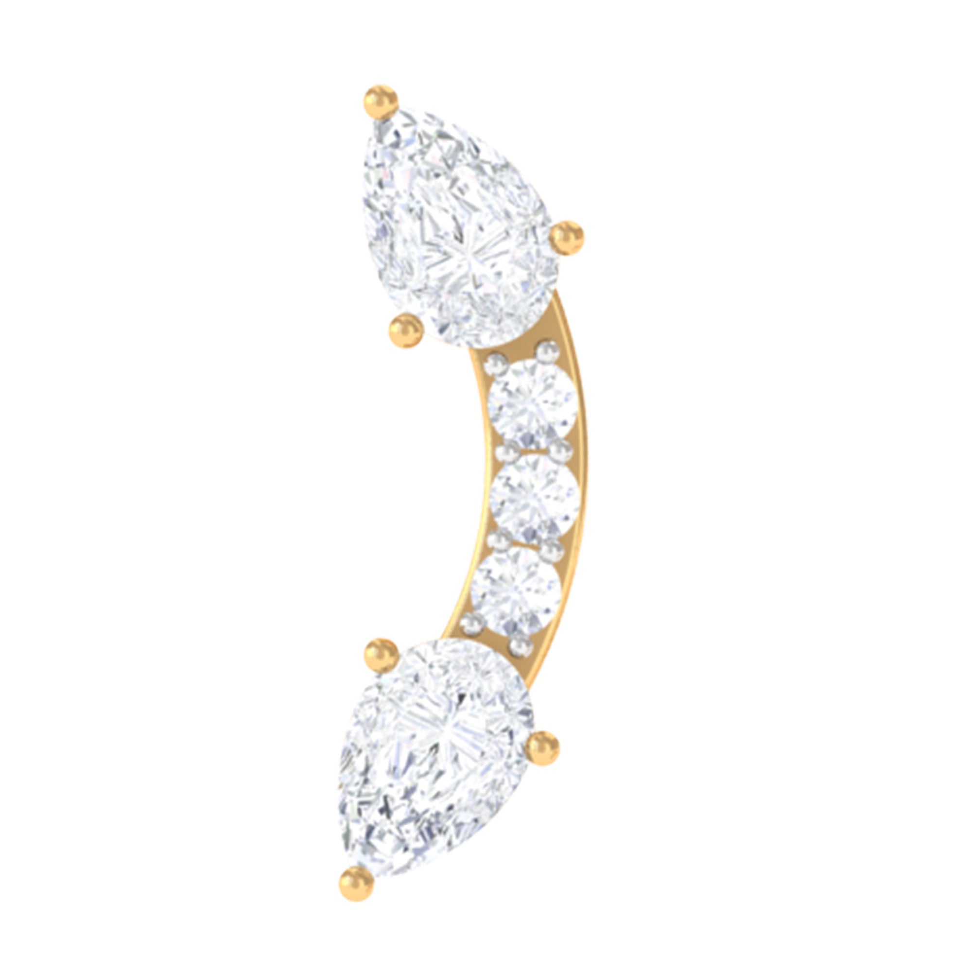 Certified Moissanite Curved Cartilage Earring D-VS1 - Rosec Jewels