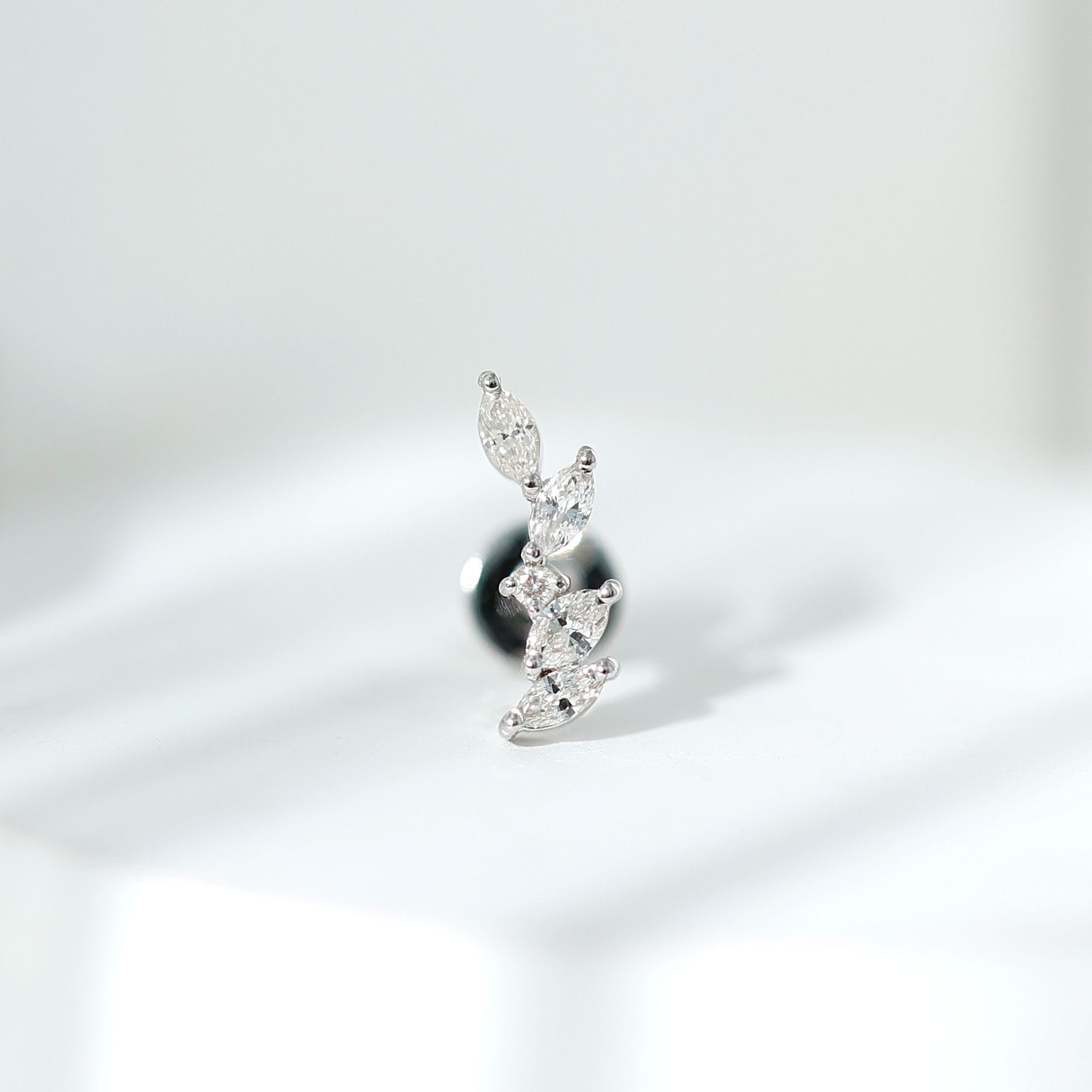 Marquise Shape Diamond Leaf Crawler Helix Earring Natural - ( HI-SI ) - Rosec Jewels