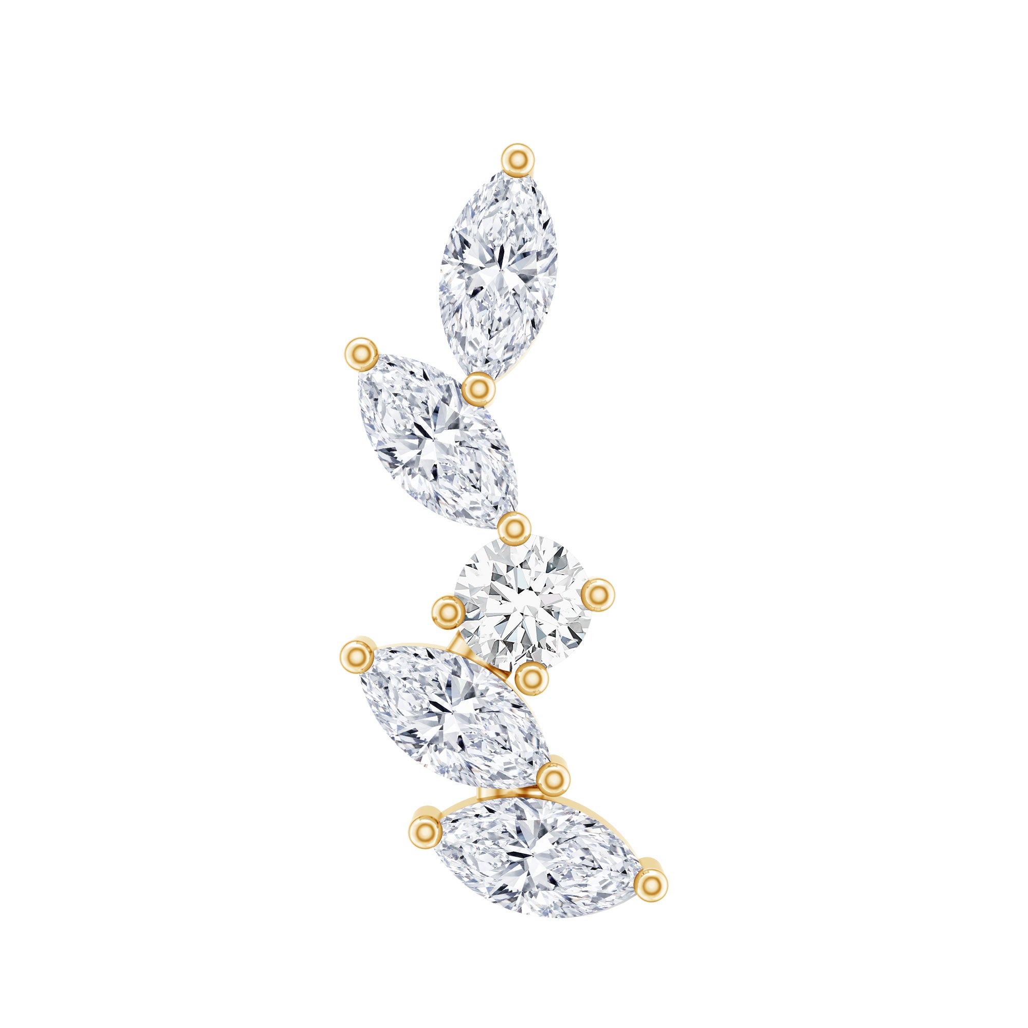 Marquise Shape Diamond Leaf Crawler Helix Earring Natural - ( HI-SI ) - Rosec Jewels