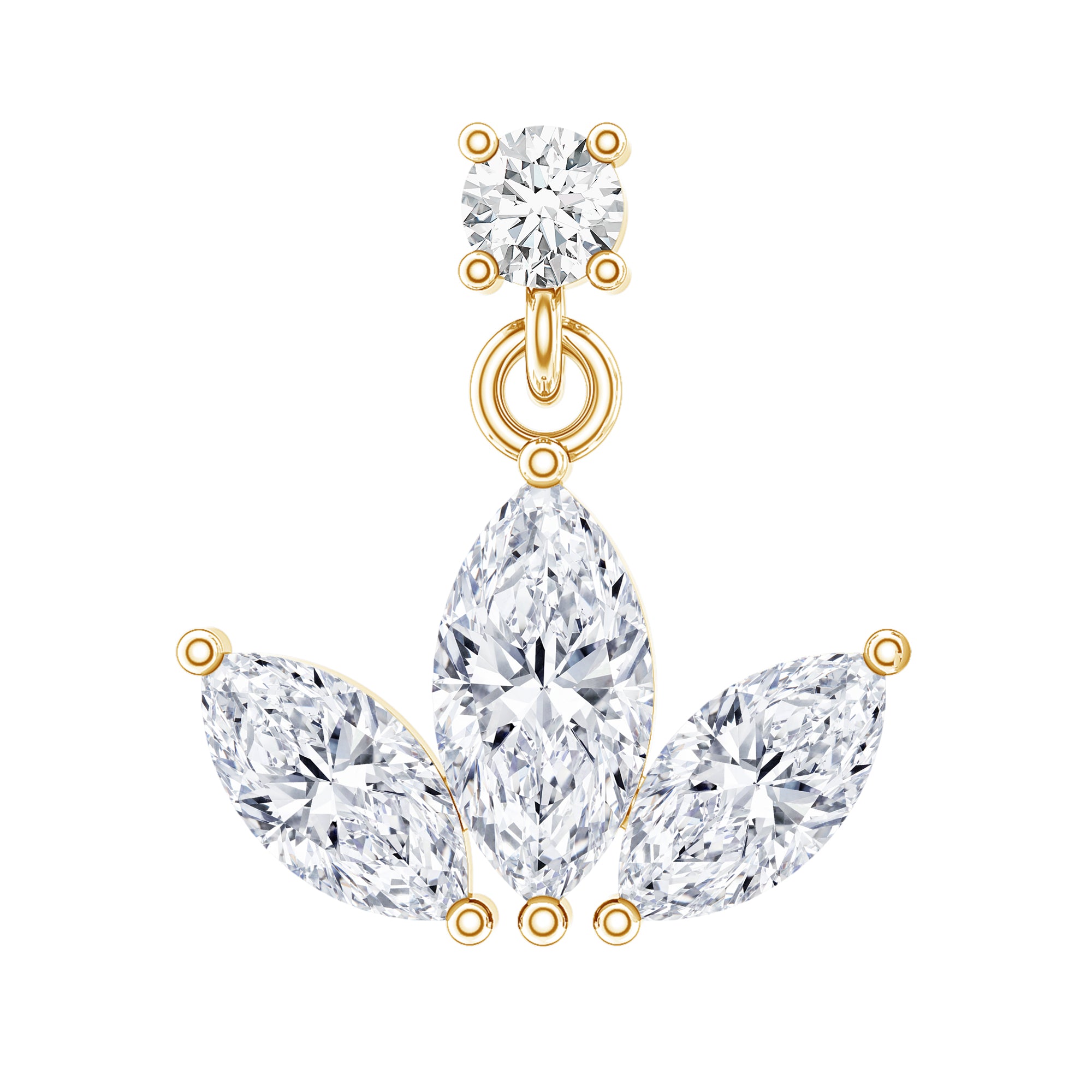 Marquise Cut Moissanite Lotus Flower Drop Helix Earring D-VS1 - Rosec Jewels