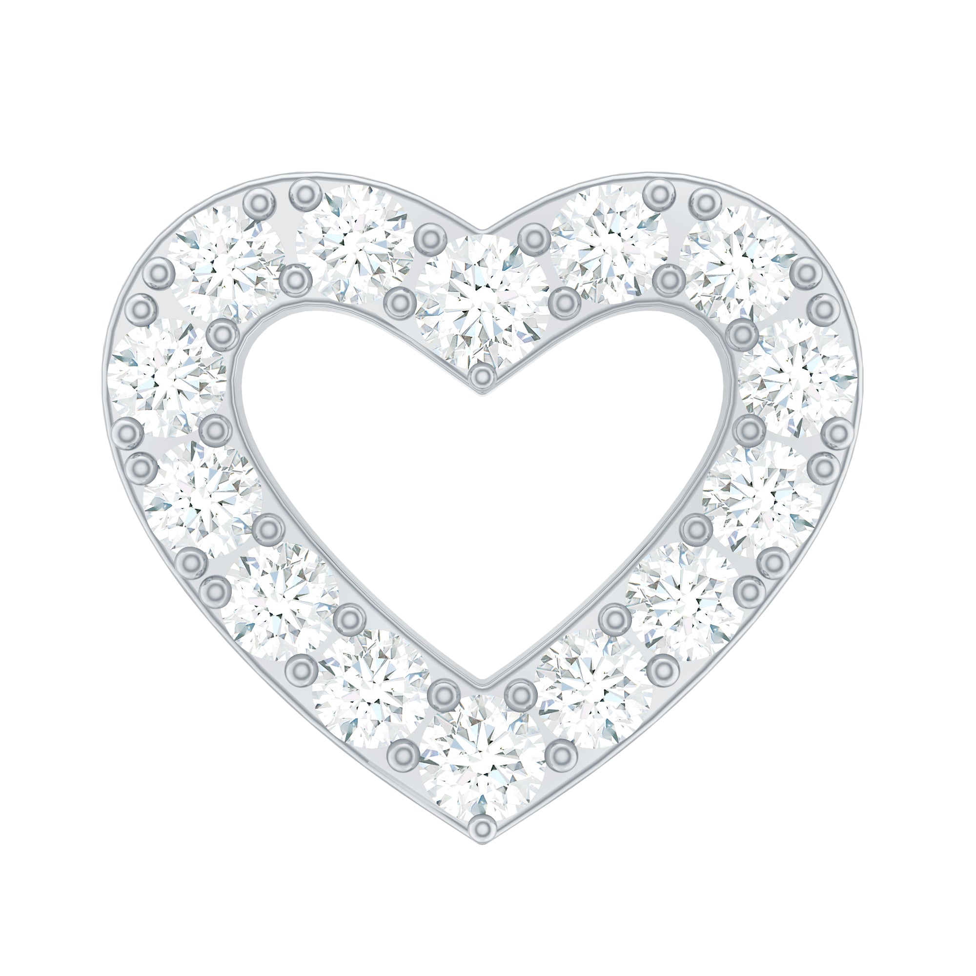 Certified Moissanite Open Heart Earring for Helix Piercing D-VS1 - Rosec Jewels
