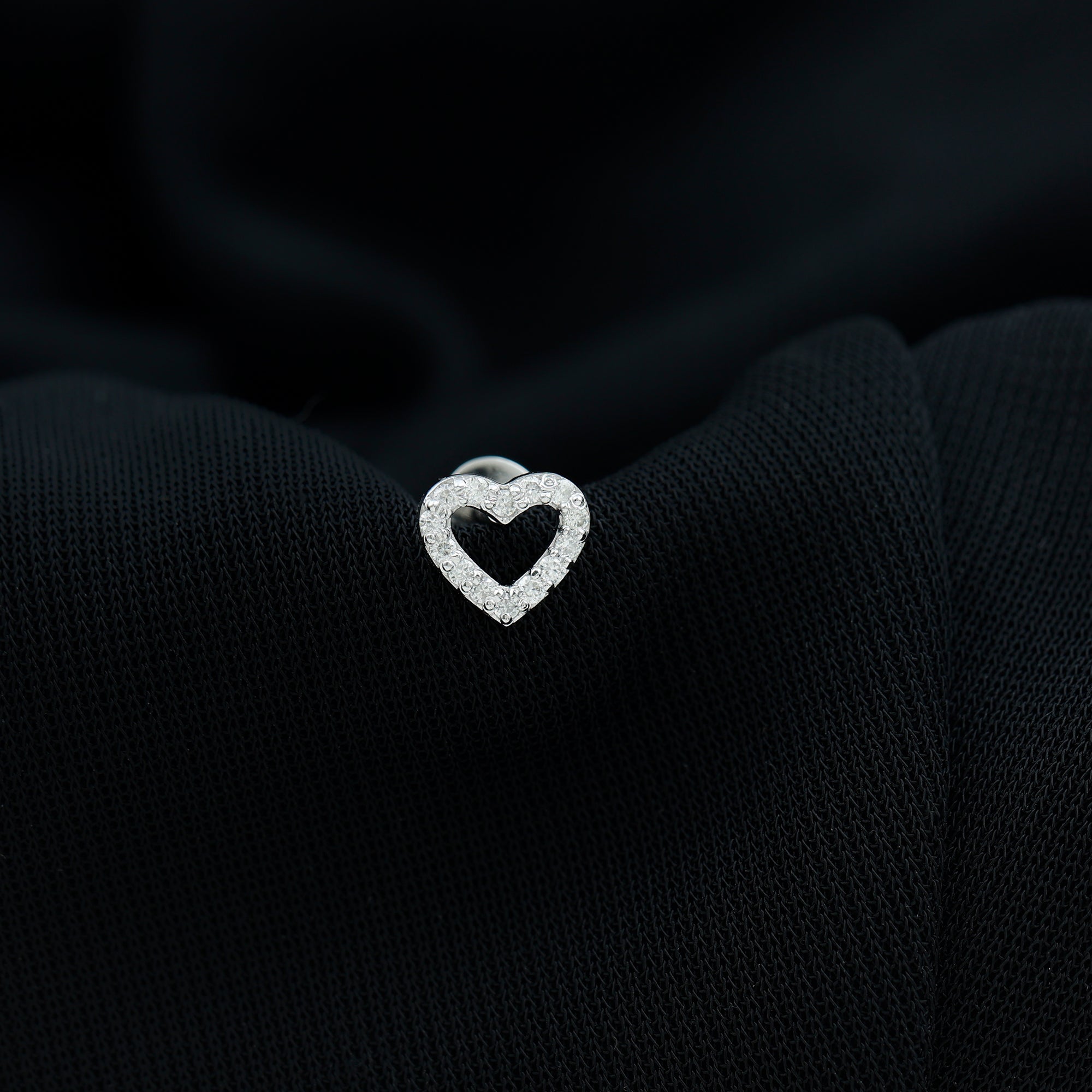 Certified Moissanite Open Heart Earring for Helix Piercing D-VS1 - Rosec Jewels