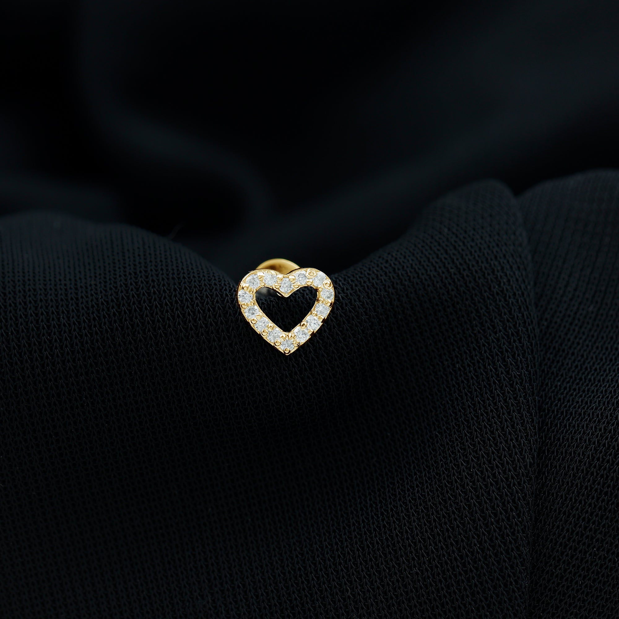 Certified Moissanite Open Heart Earring for Helix Piercing D-VS1 - Rosec Jewels