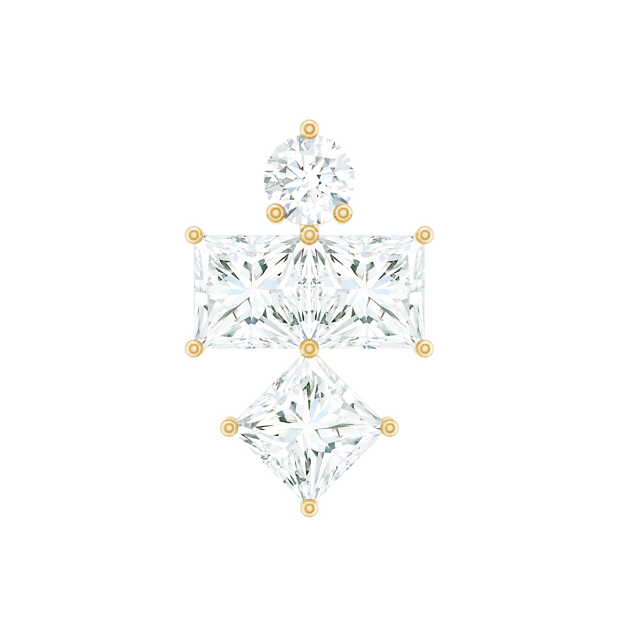 Round and Princess Cut Moissanite Cluster Helix Earring D-VS1 - Rosec Jewels
