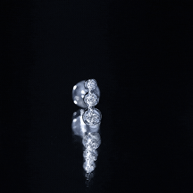 Natural Round Diamond Three Stone Tragus Earring Natural - ( HI-SI ) - Rosec Jewels