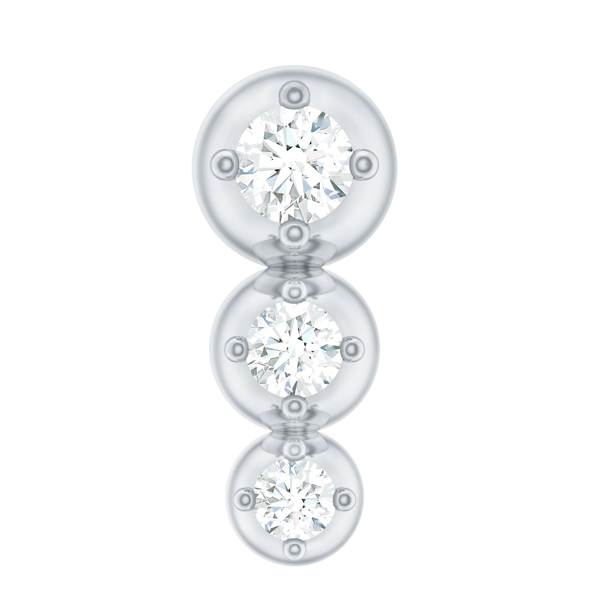 Natural Round Diamond Three Stone Tragus Earring Natural - ( HI-SI ) - Rosec Jewels