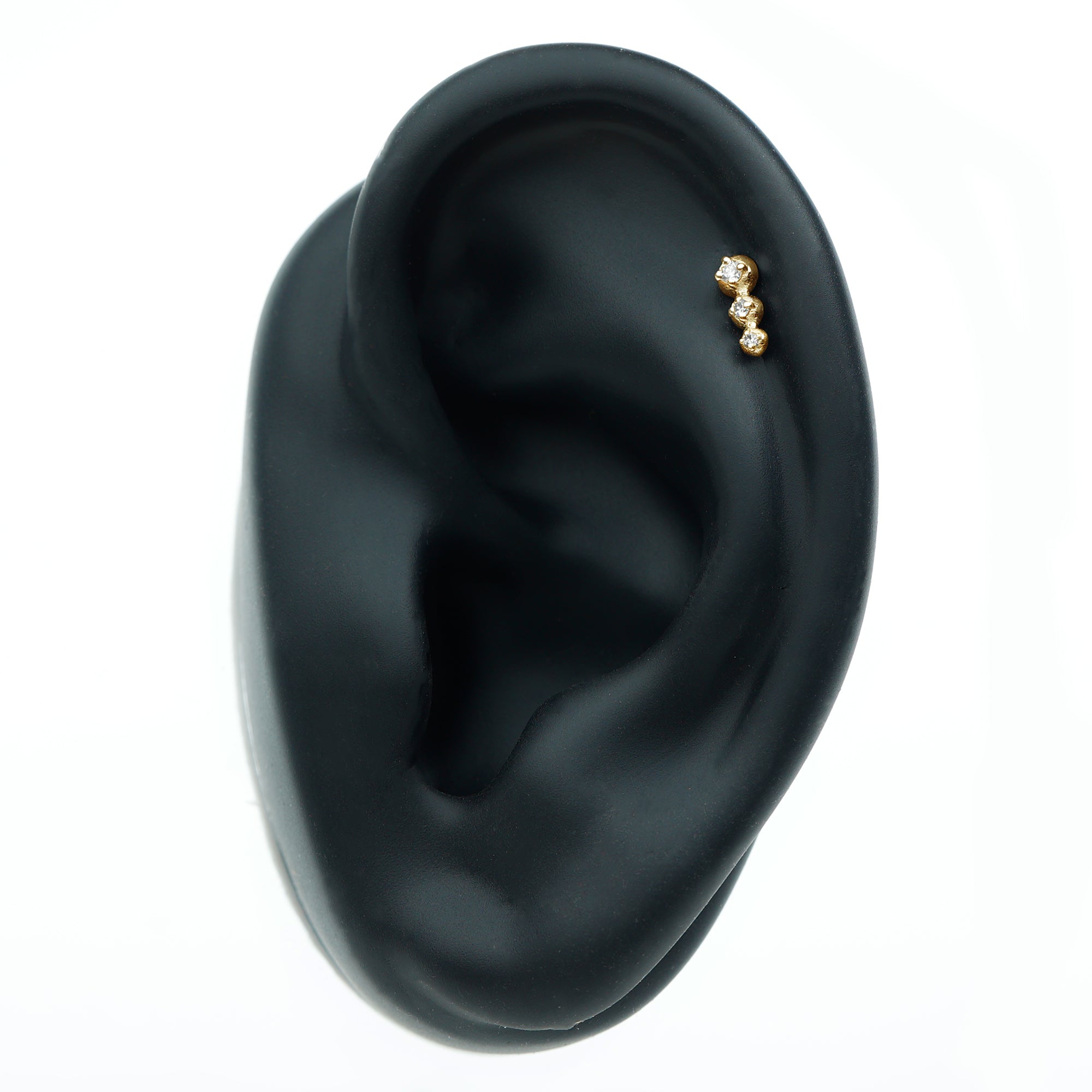 Natural Round Diamond Three Stone Tragus Earring Natural - ( HI-SI ) - Rosec Jewels