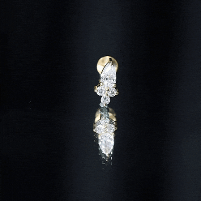 Pear and Round Diamond Earring for Helix Piercing Natural - ( HI-SI ) - Rosec Jewels