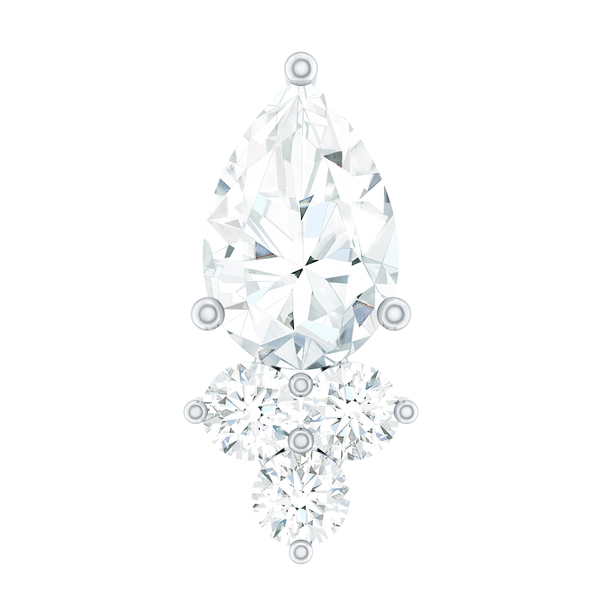 Pear and Round Diamond Earring for Helix Piercing Natural - ( HI-SI ) - Rosec Jewels