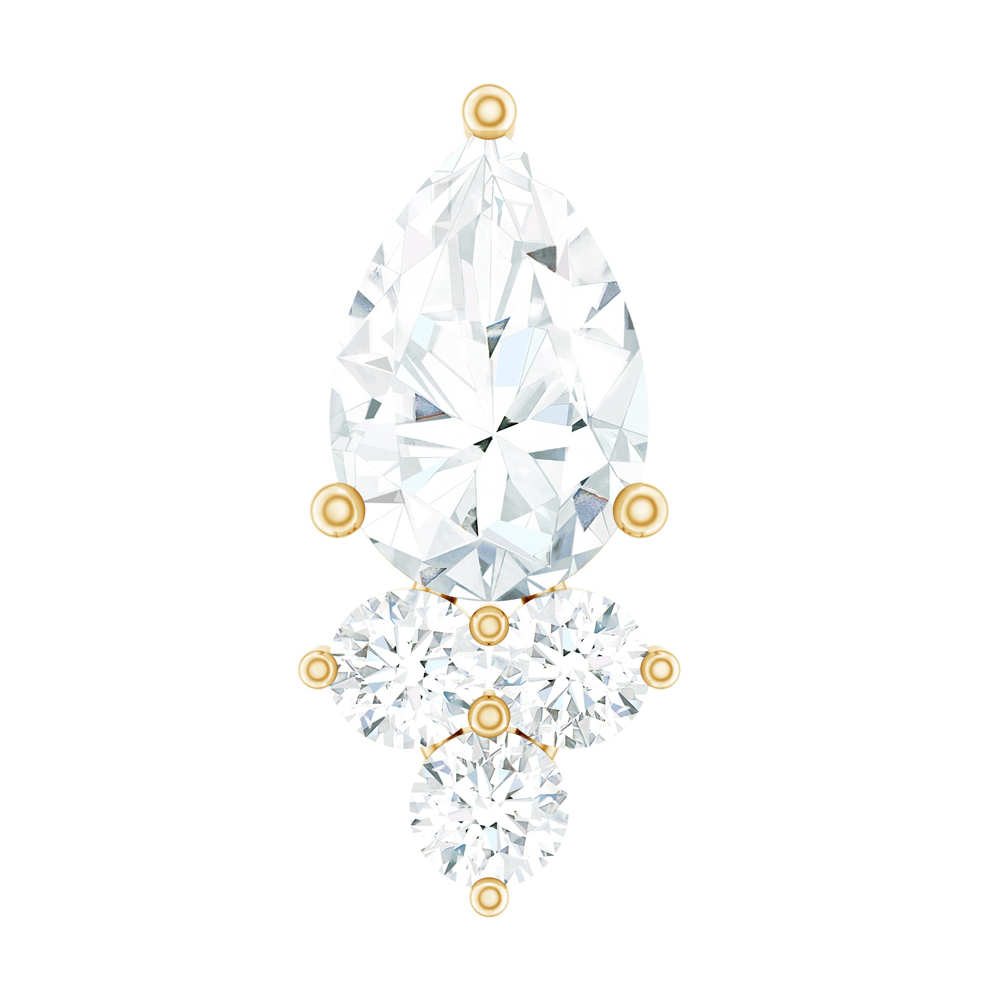 Pear and Round Diamond Earring for Helix Piercing Natural - ( HI-SI ) - Rosec Jewels