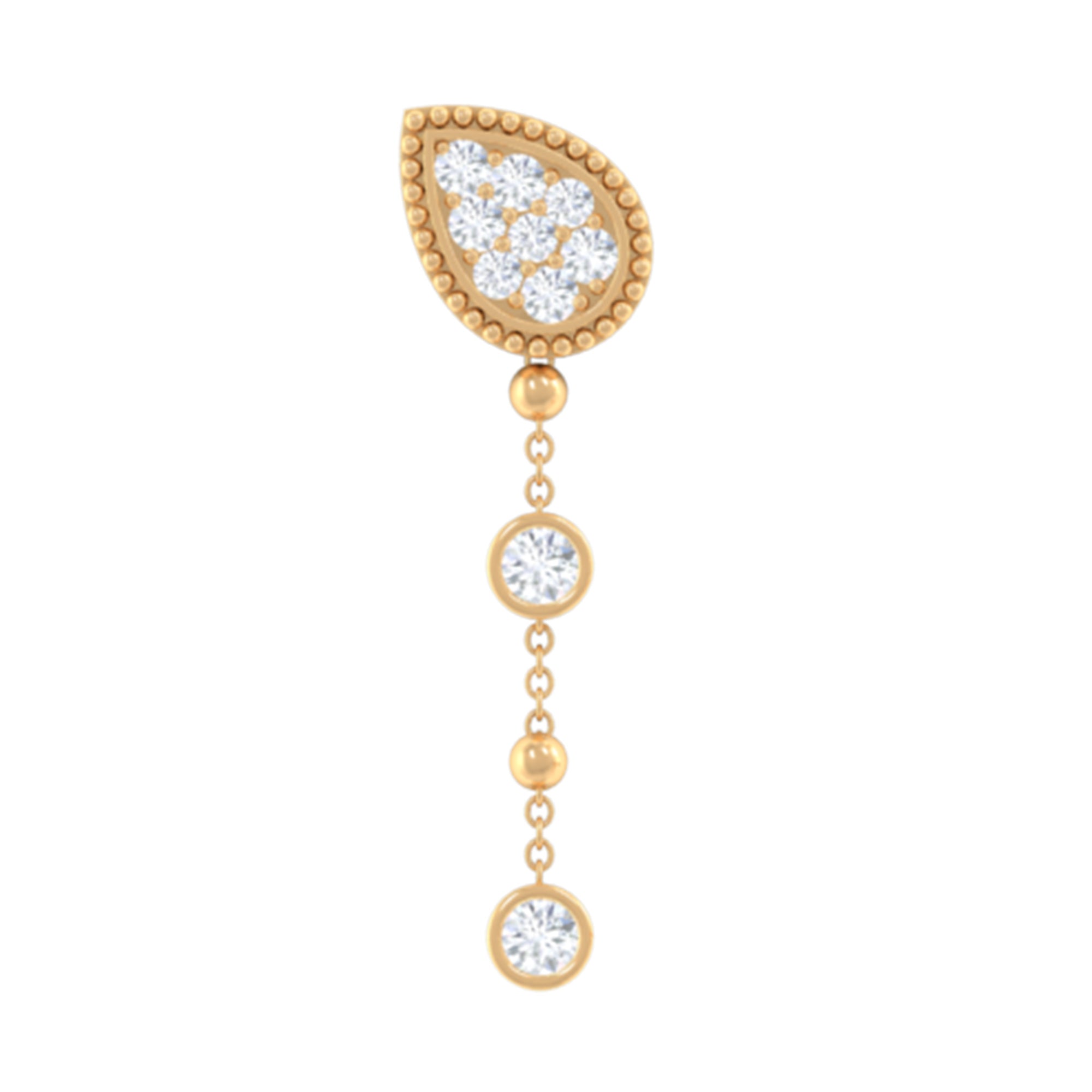 Natural Diamond Chain Dangle Earring for Cartilage Piercing Natural - ( HI-SI ) - Rosec Jewels