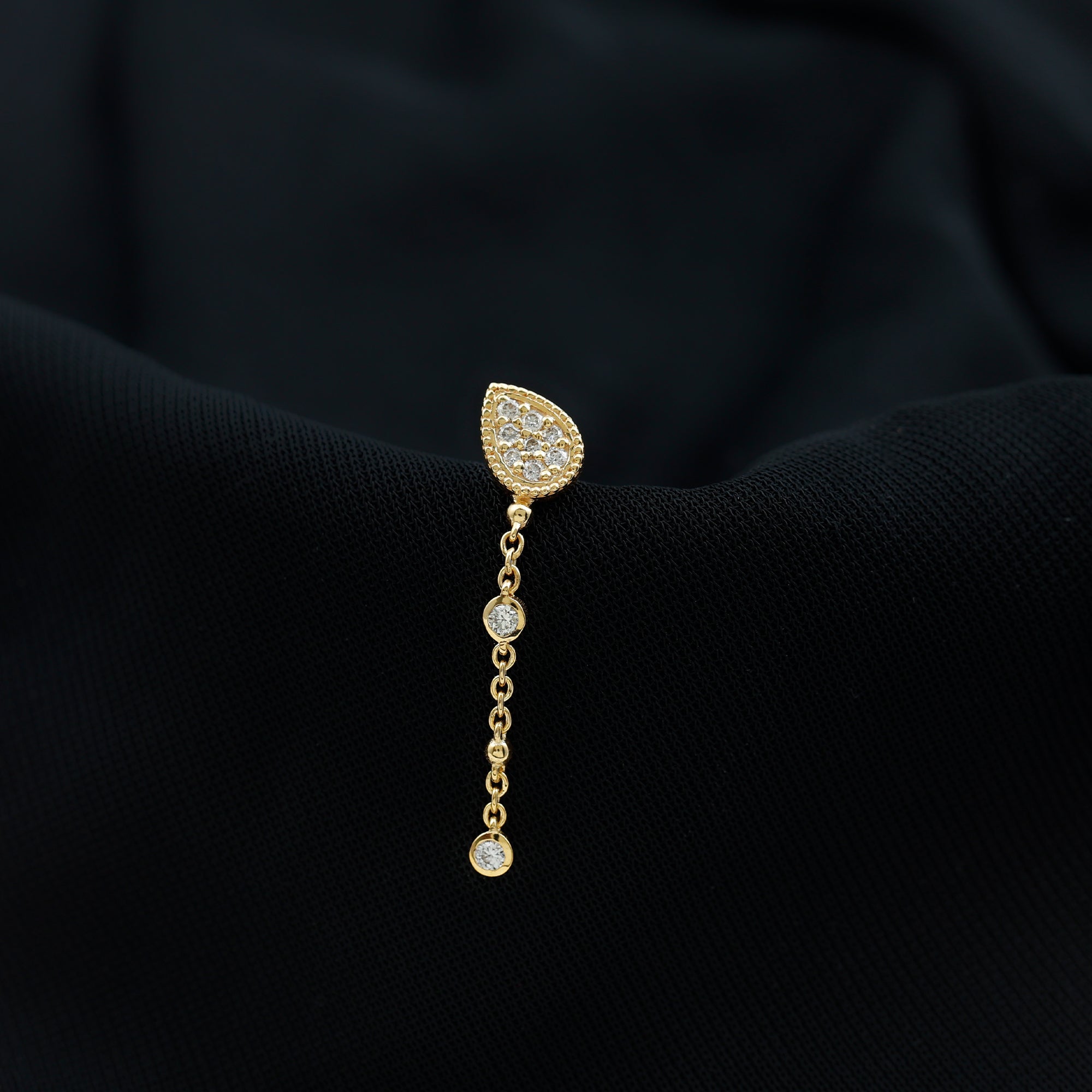 Natural Diamond Chain Dangle Earring for Cartilage Piercing Natural - ( HI-SI ) - Rosec Jewels
