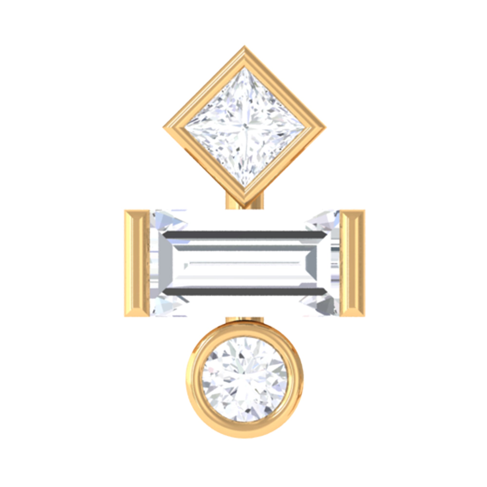 Certified Moissanite Three Stone Earring for Tragus Piercing