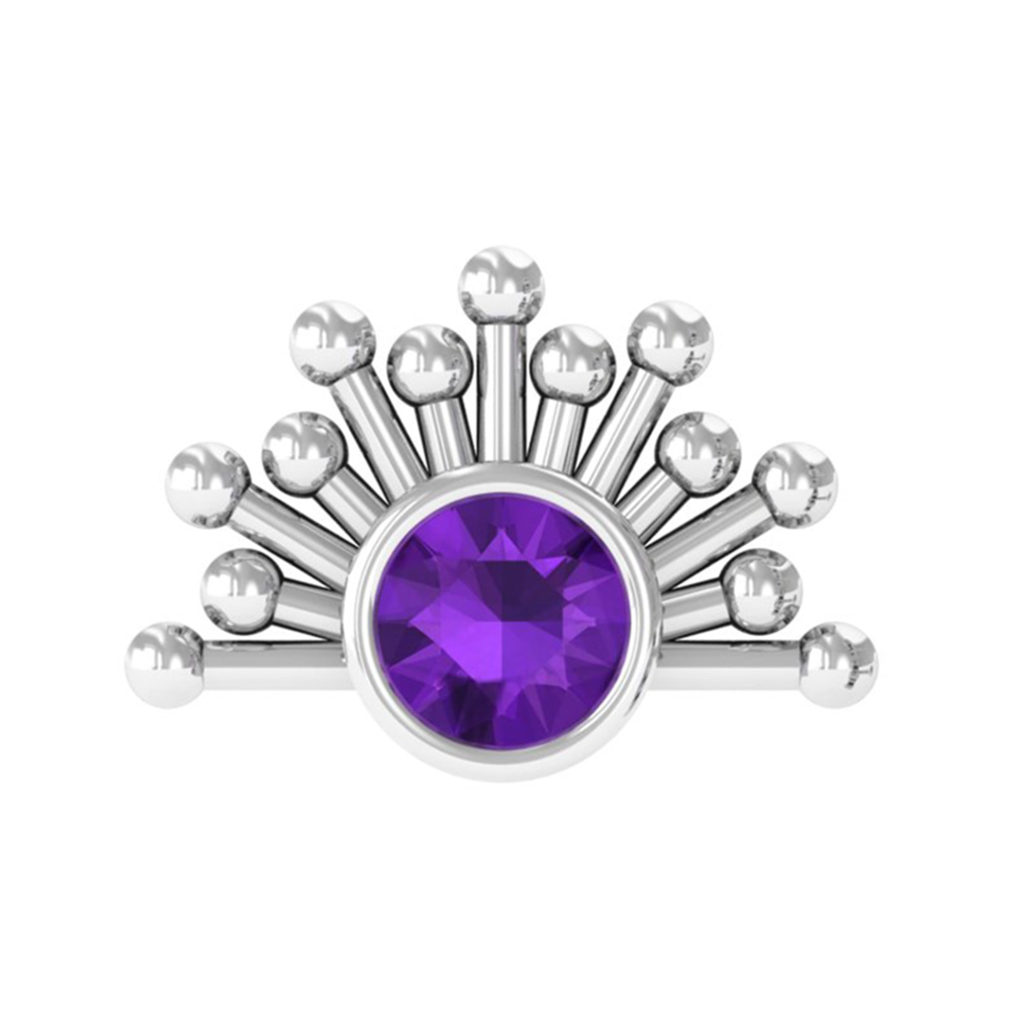 Bezel Set Round Amethyst Sunburst Helix Earring AAA - Rosec Jewels