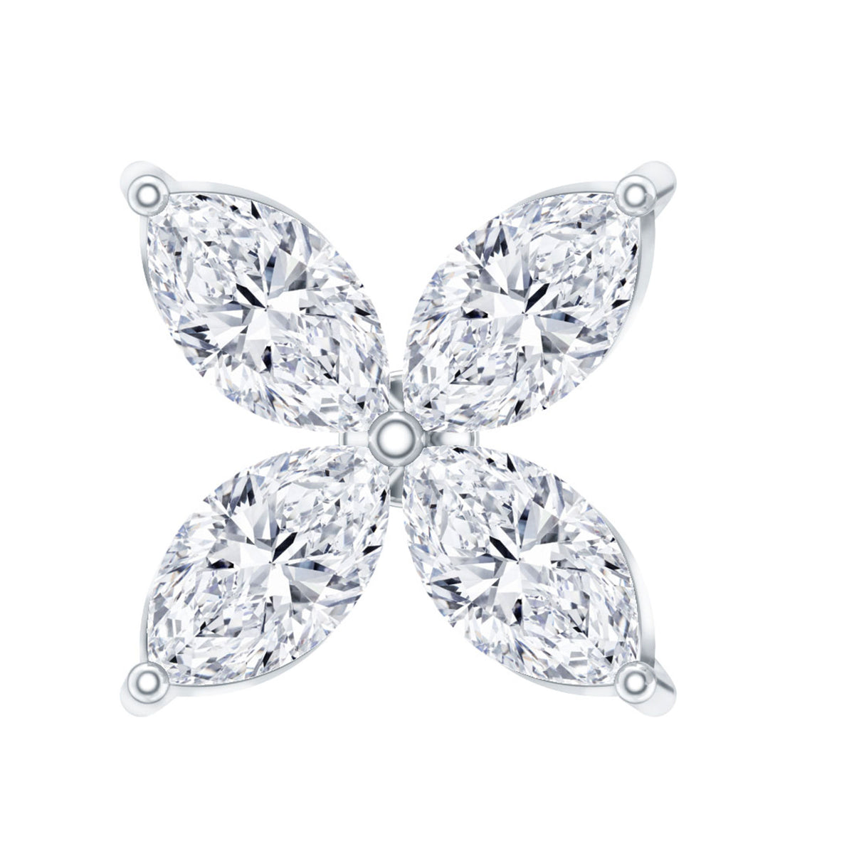 Marquise Cut Moissanite Flower Cartilage Earring
