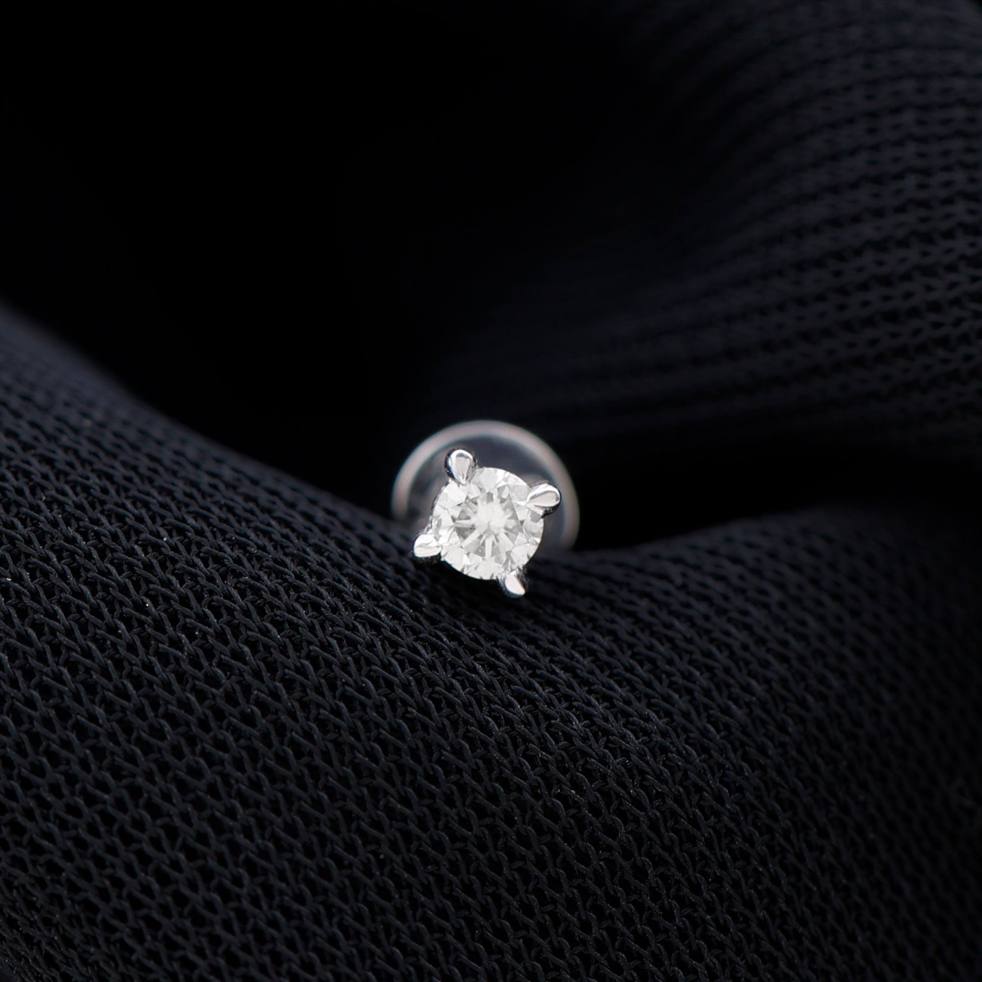 Dainty Round Diamond Conch Earring in Prong Setting Natural - ( HI-SI ) - Rosec Jewels