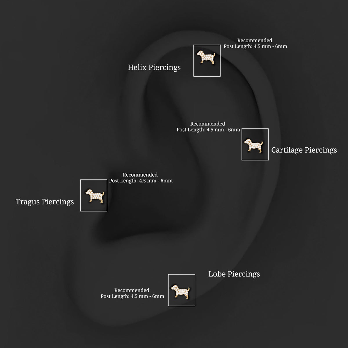 Adorable Diamond Puppy Earring for Helix Piercing Natural - ( HI-SI ) - Rosec Jewels