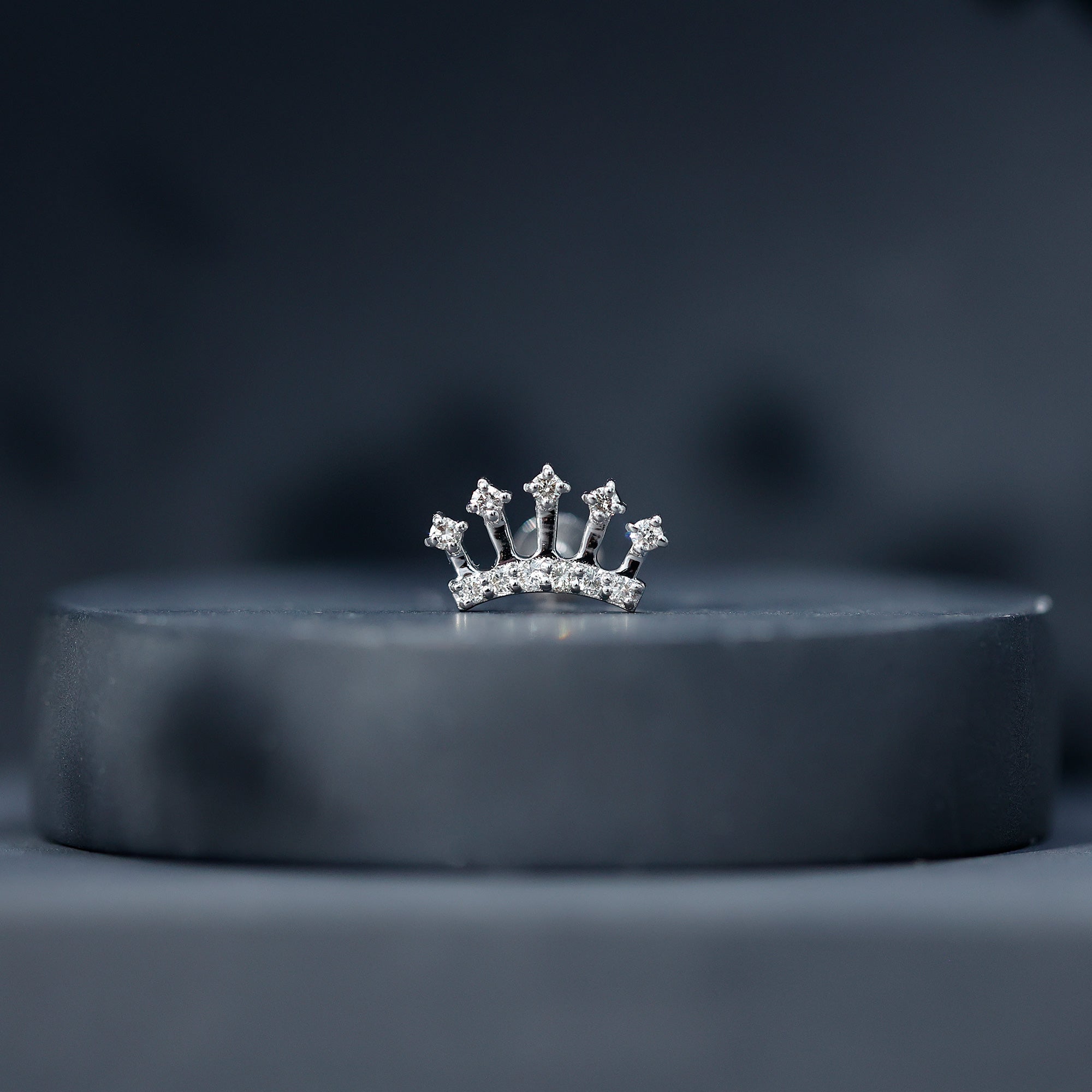 Certified Diamond Crown Earring for Helix Piercing Natural - ( HI-SI ) - Rosec Jewels